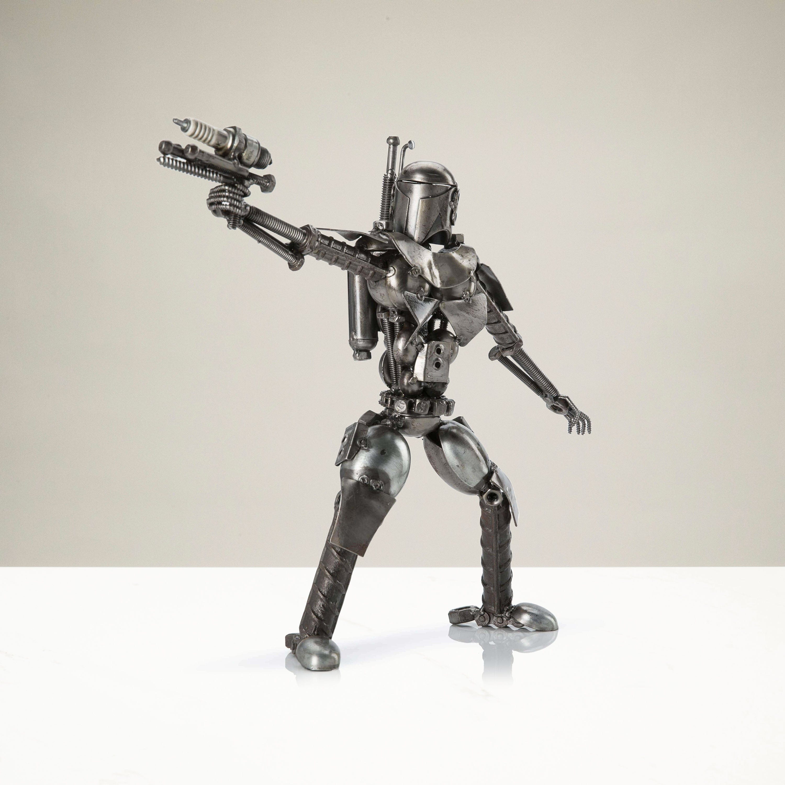 Kalifano Recycled Metal Art Jango Fett with Blaster Inspired Recycled Metal Sculpture RMS-700JFB-N