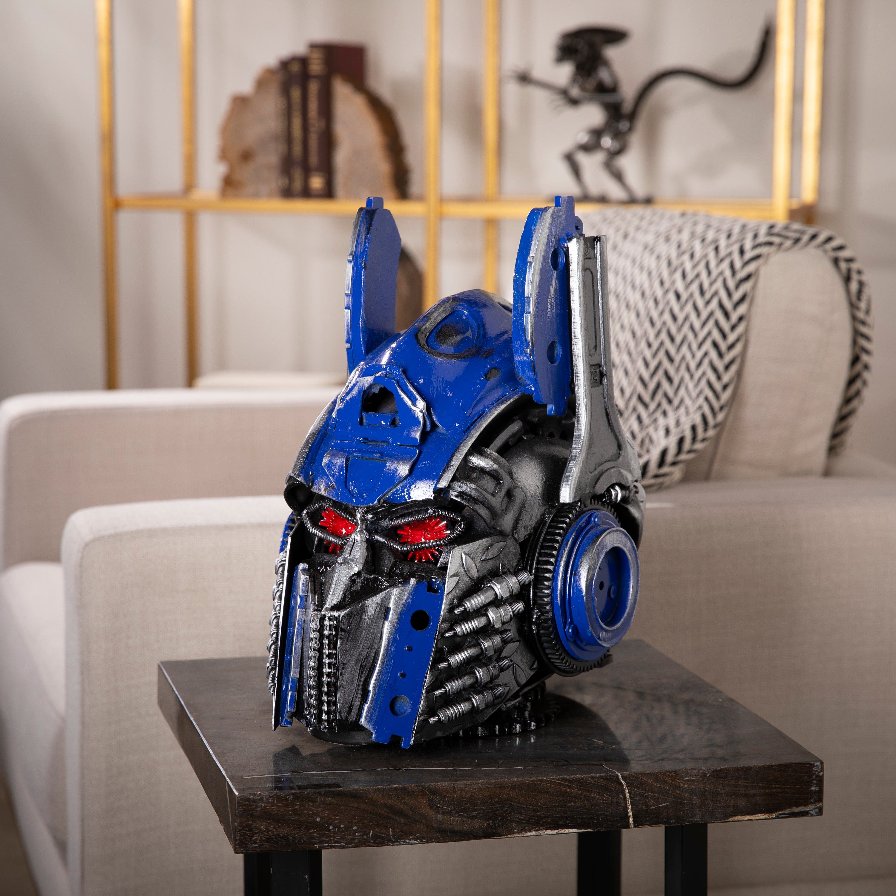 Kalifano Recycled Metal Art Optimus Prime Head Inspired Recycled Metal Art Sculpture RMS-HEAD-OP