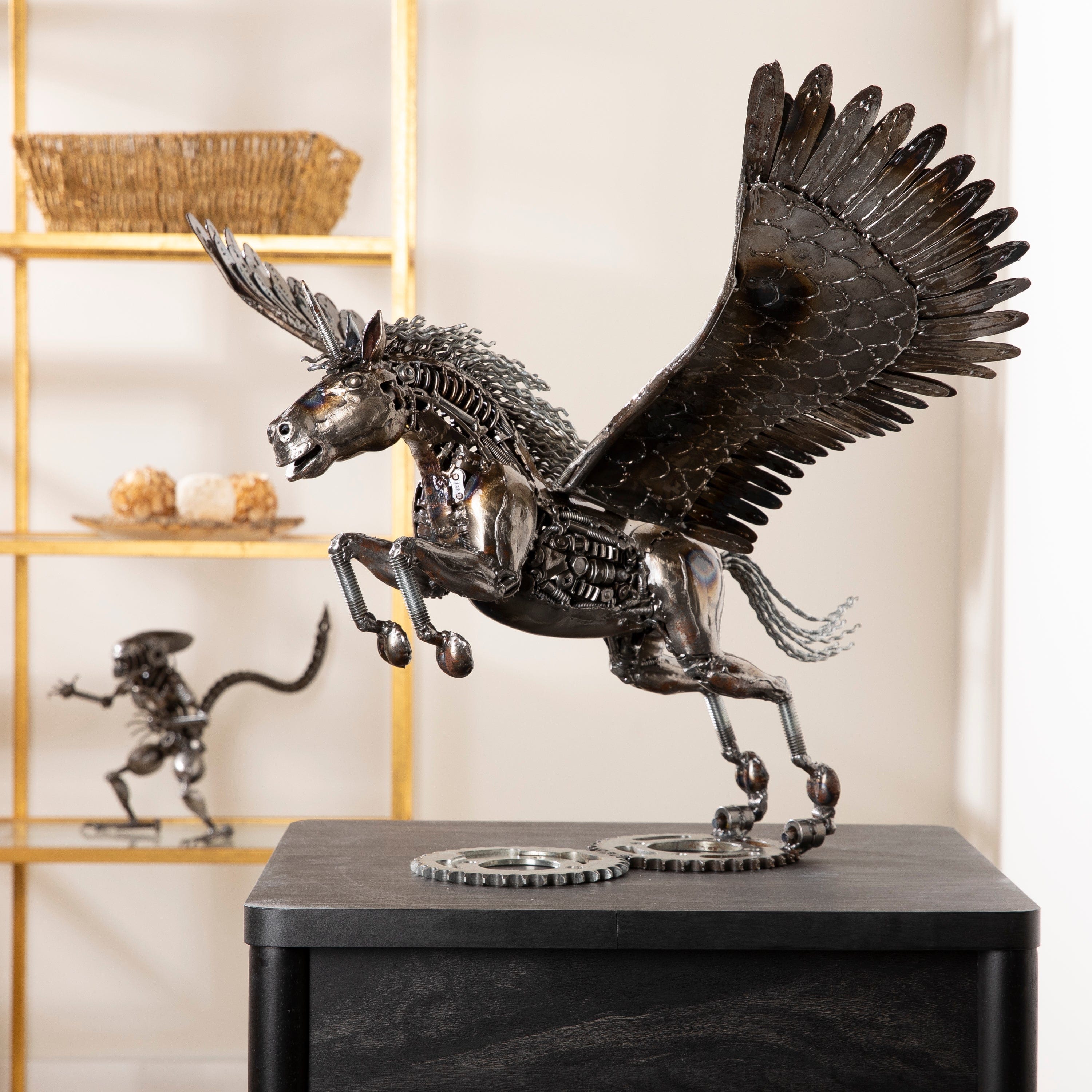 KALIFANO Recycled Metal Art Pegasus Inspired Recycled Metal Art Sculpture RMS-3700PEG-PK