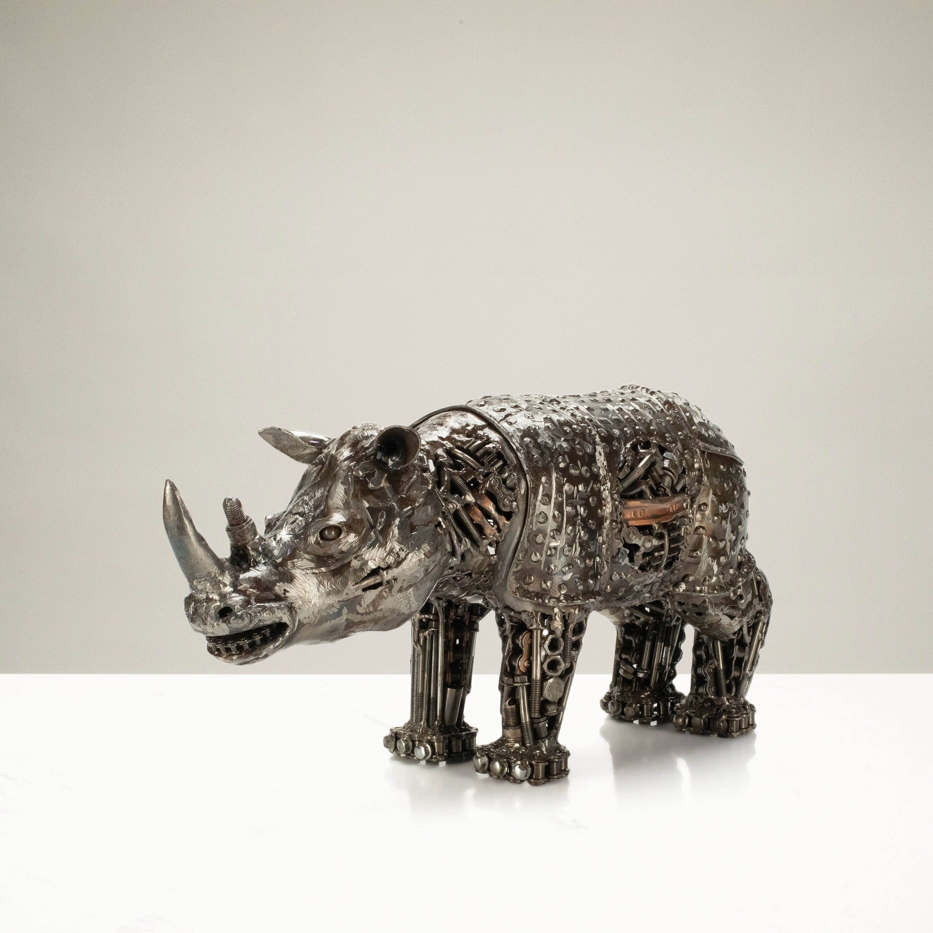 KALIFANO Recycled Metal Art Rhino Inspired Recycled Metal Art Sculpture RMS-3000RH-PK