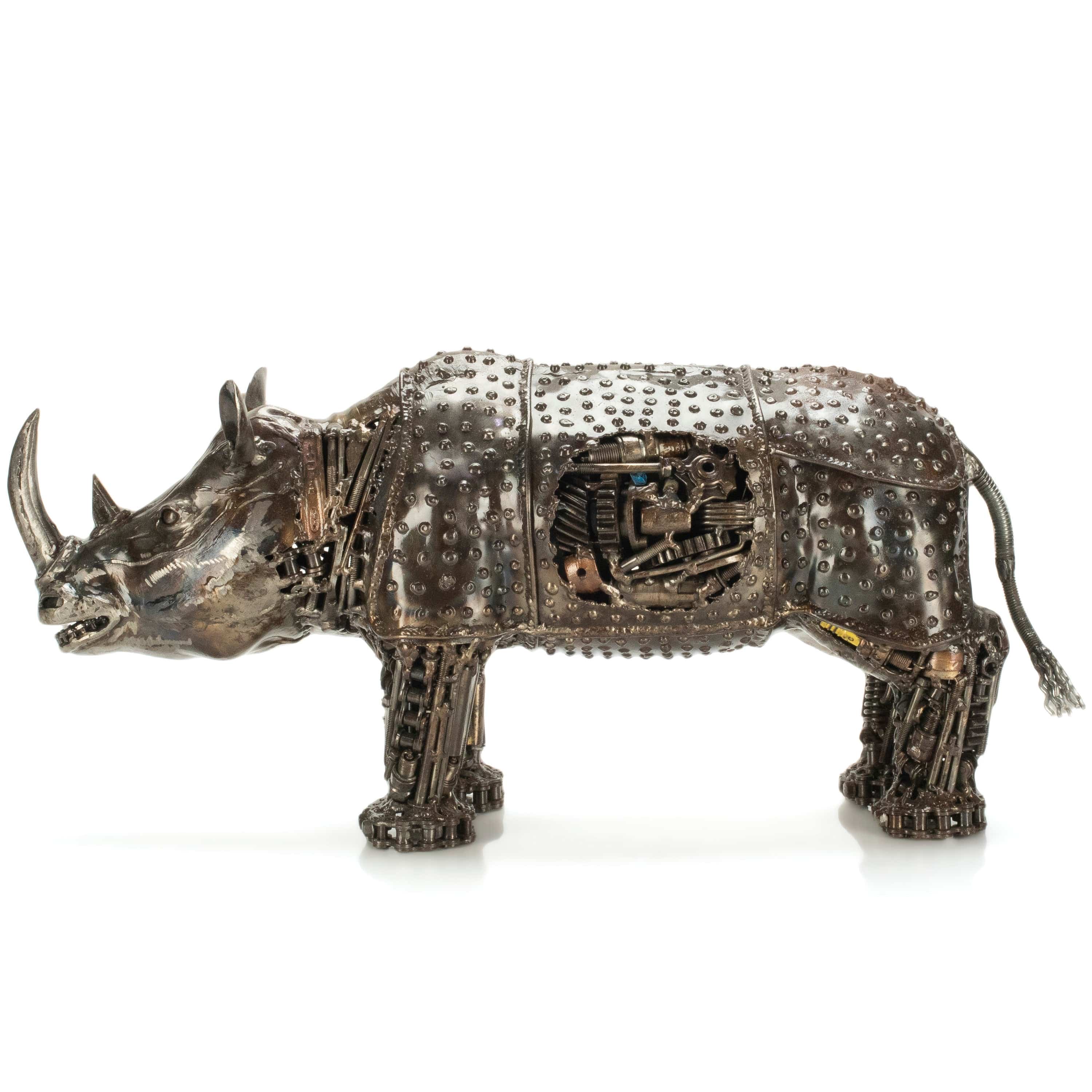 KALIFANO Recycled Metal Art Rhino Inspired Recycled Metal Art Sculpture RMS-4300RH-PK