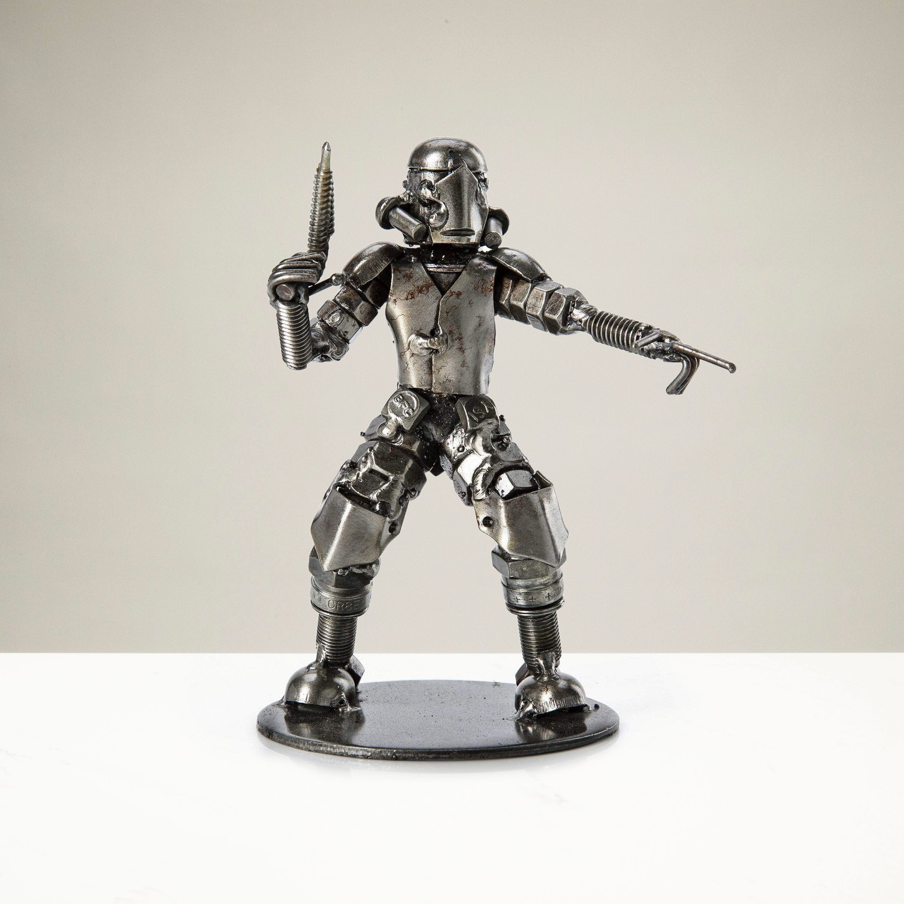 Kalifano Recycled Metal Art Spartan with Shield and Sword Inspired Recycled Metal Sculpture RMS-250SA-N