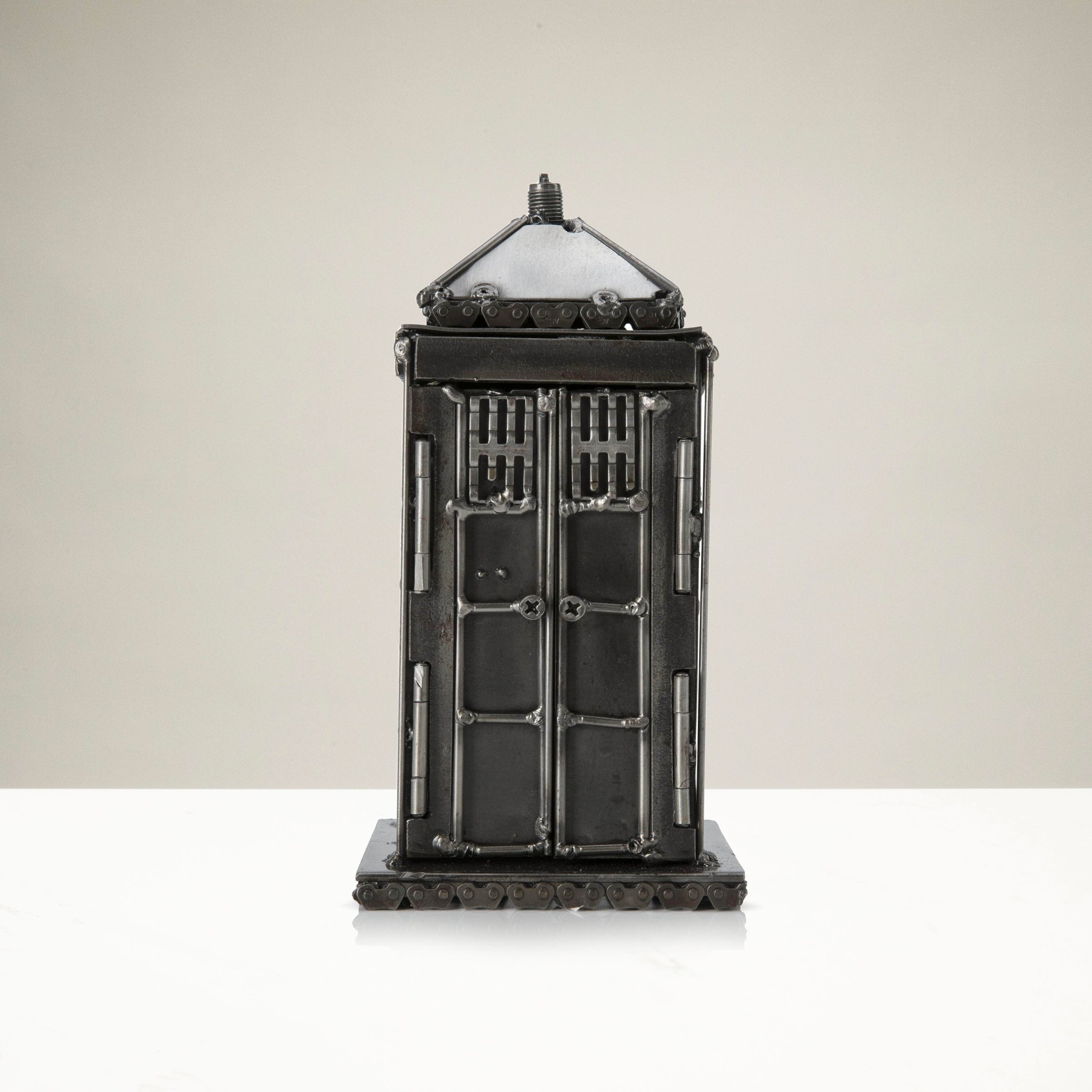 Kalifano Recycled Metal Art Tardis Box Inspired Recycled Metal Sculpture RMS-600TB-N