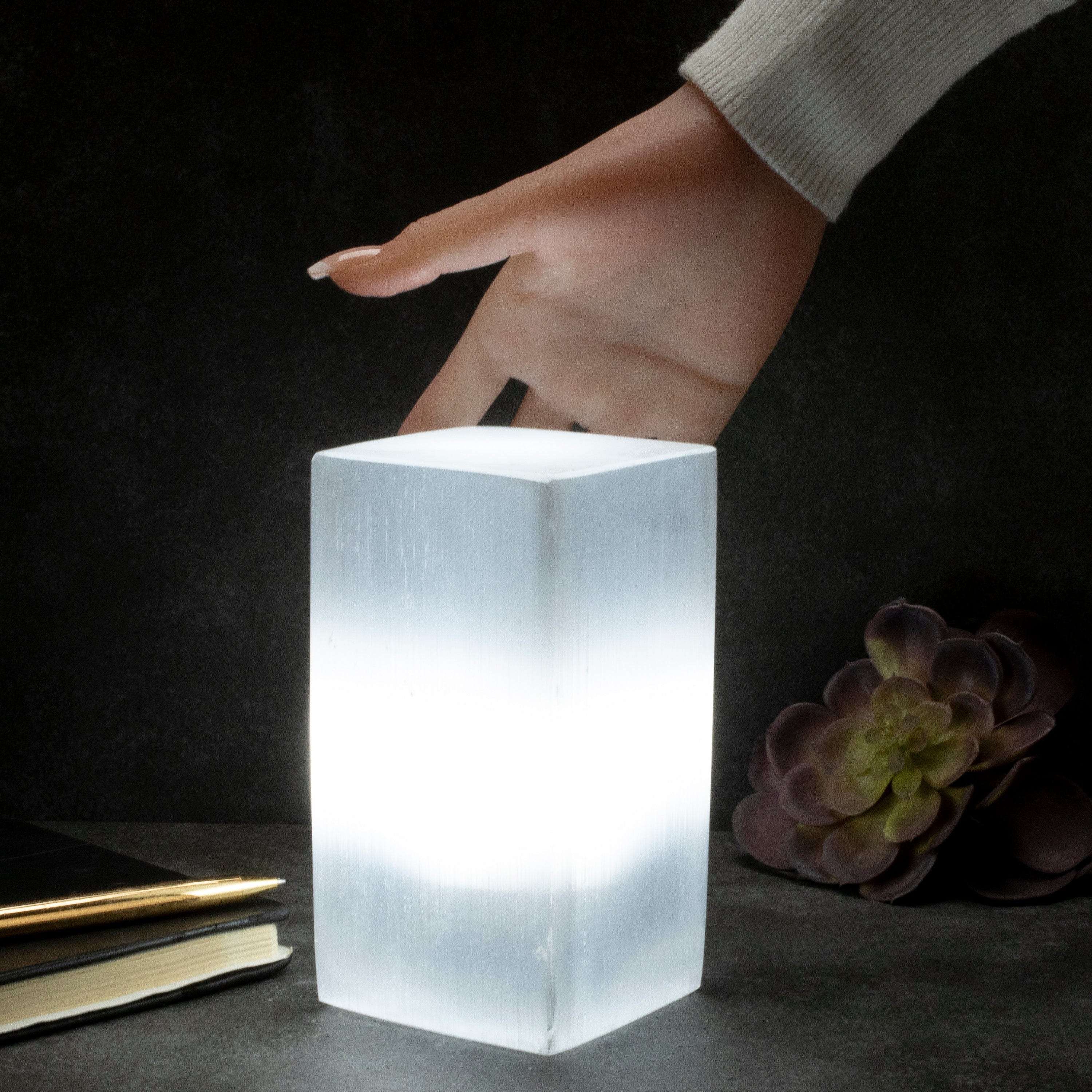 Kalifano Selenite Square Selenite Lamp from Morocco - 6" SL200-15