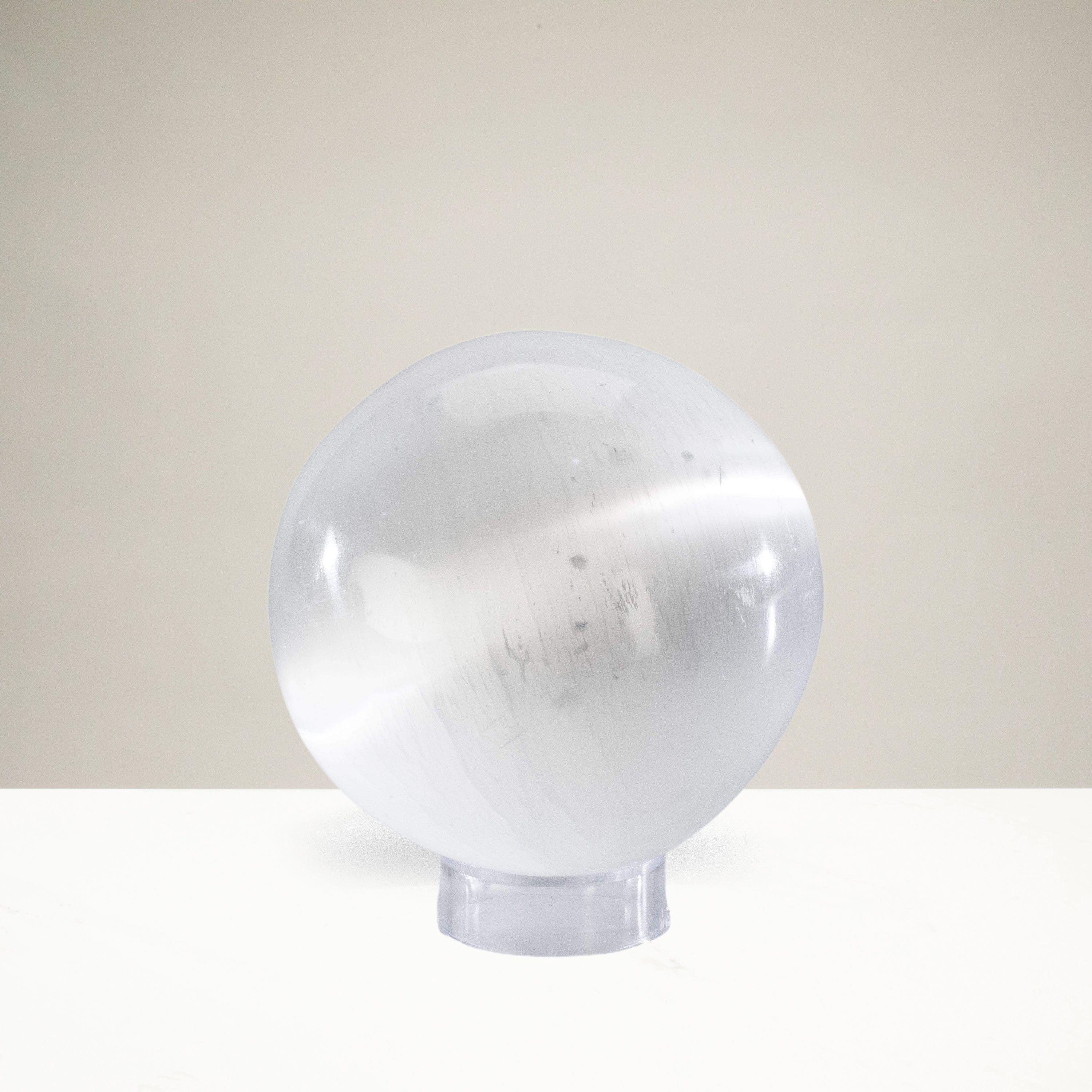 Kalifano Selenite SS80-WH - White Selenite Sphere- 3 in. - Morocco SS80-WH