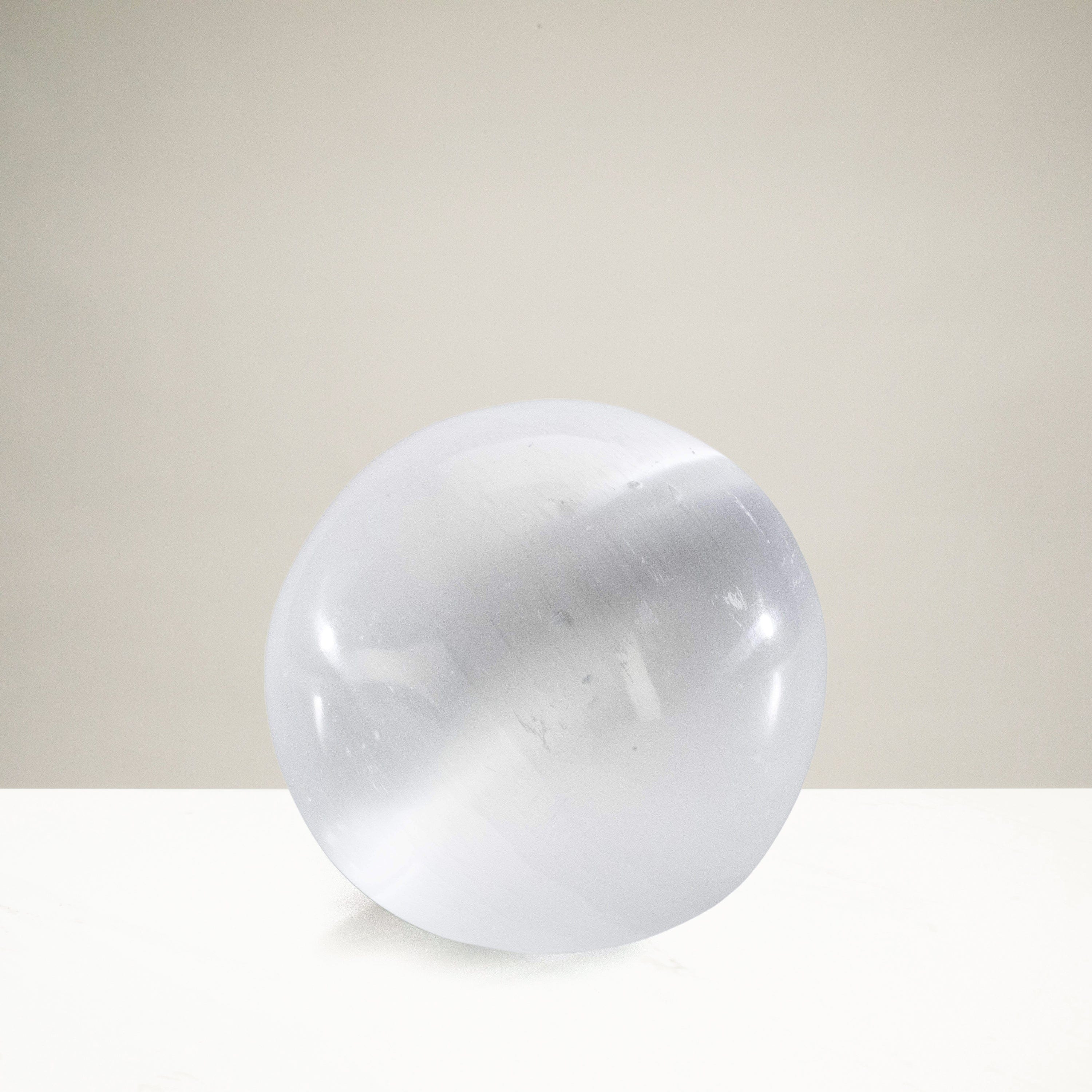 Kalifano Selenite SS80-WH - White Selenite Sphere- 3 in. - Morocco SS80-WH