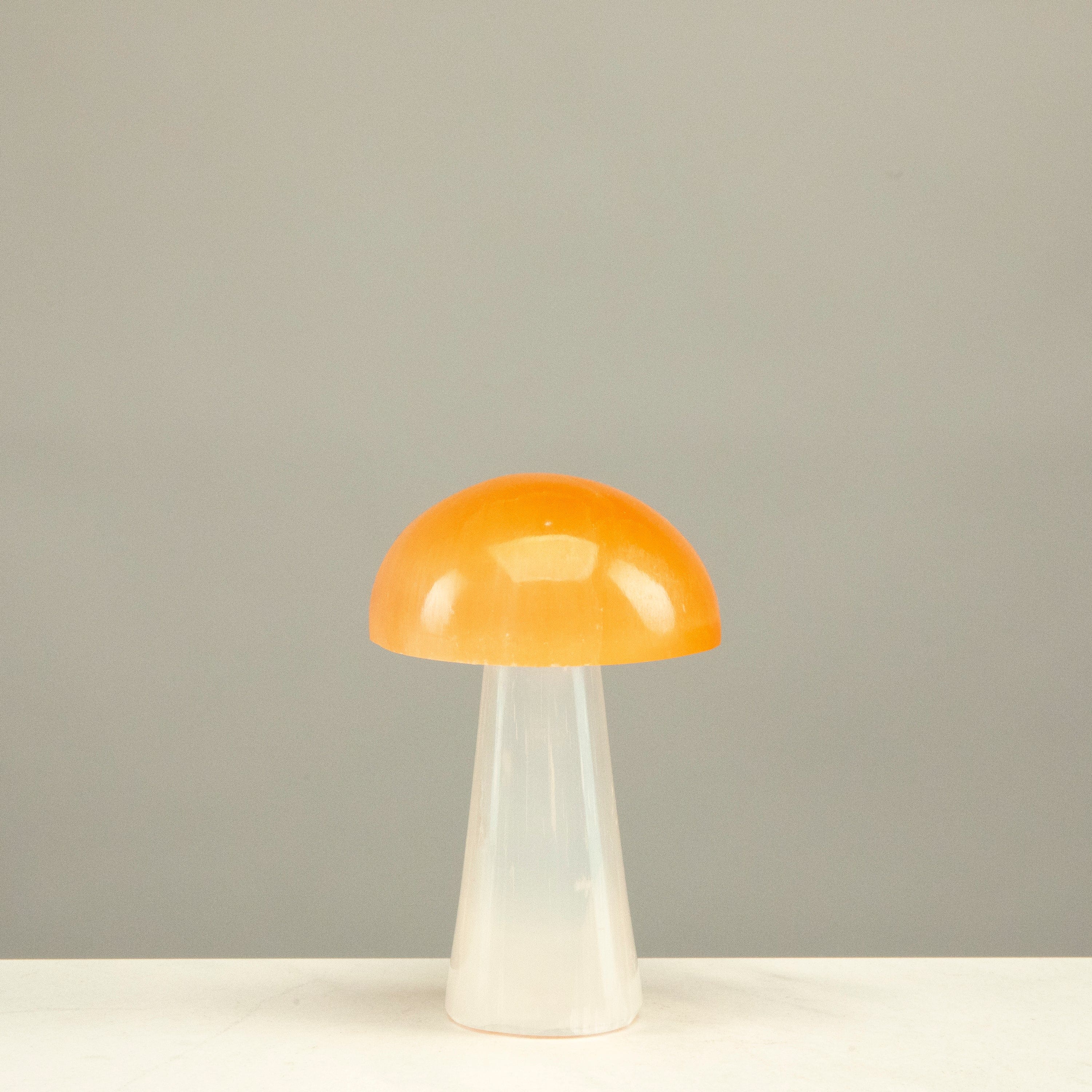 Kalifano Selenite White & Orange Selenite Mushroom 3.5" SLM80