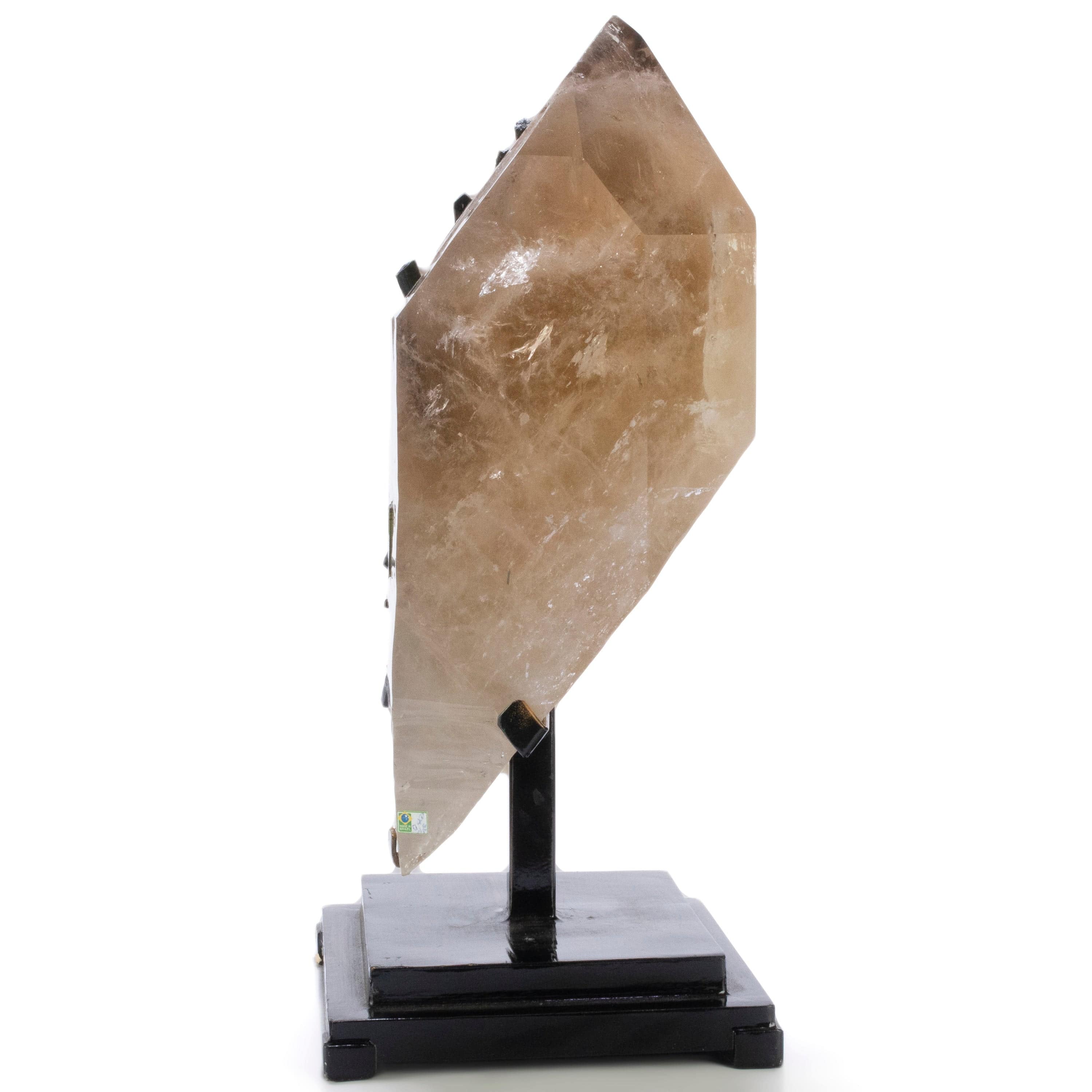 Kalifano Smoky Quartz & Tourmaline Brazilian Smoky Quartz Point with Green Tourmaline on Custom Stand - 18" / 24 lbs QW48000.002