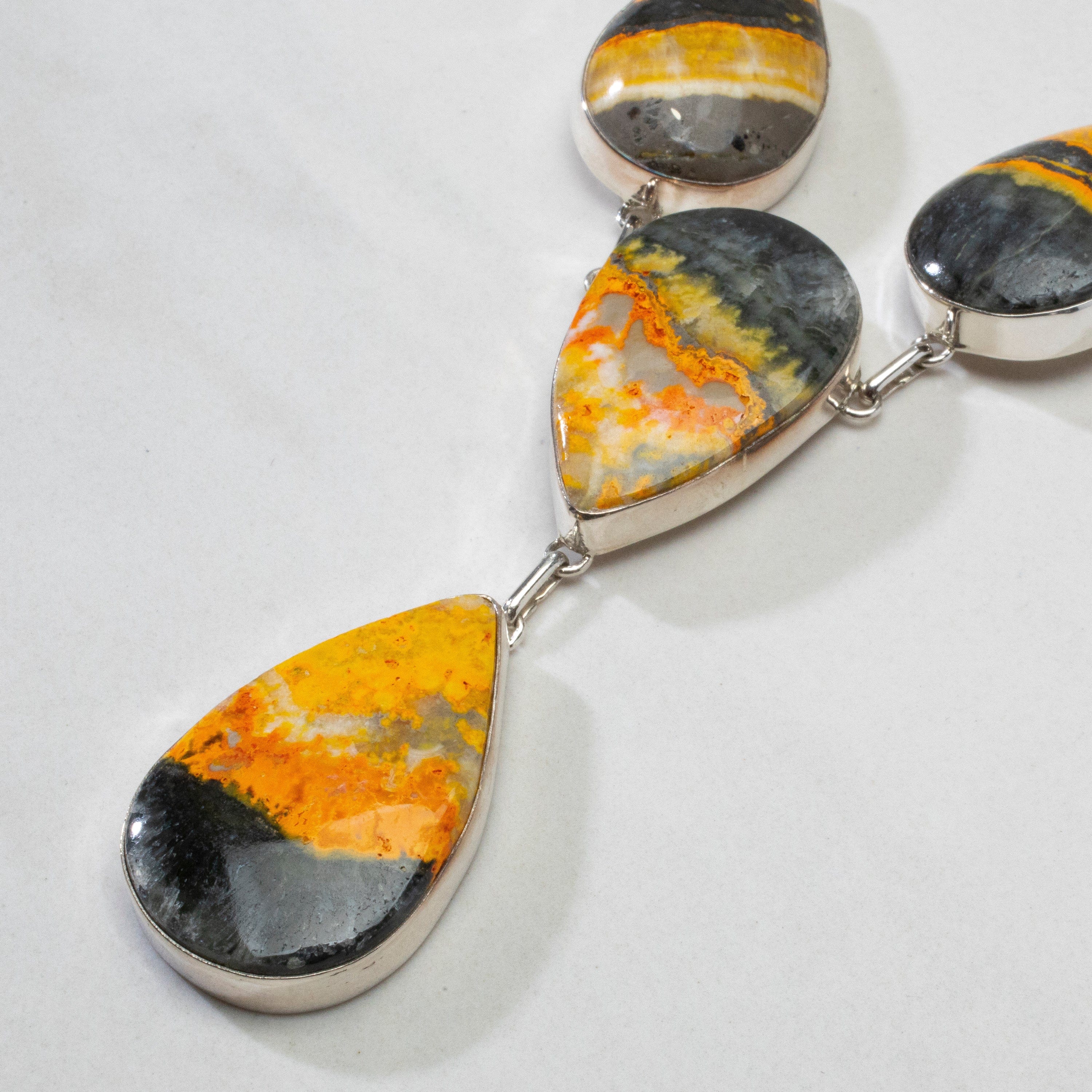 Kalifano Southwest Silver Jewelry Bumblebee Jasper Teardrop USA Handmade 925 Sterling Silver Necklace NMN.0090.BB.03