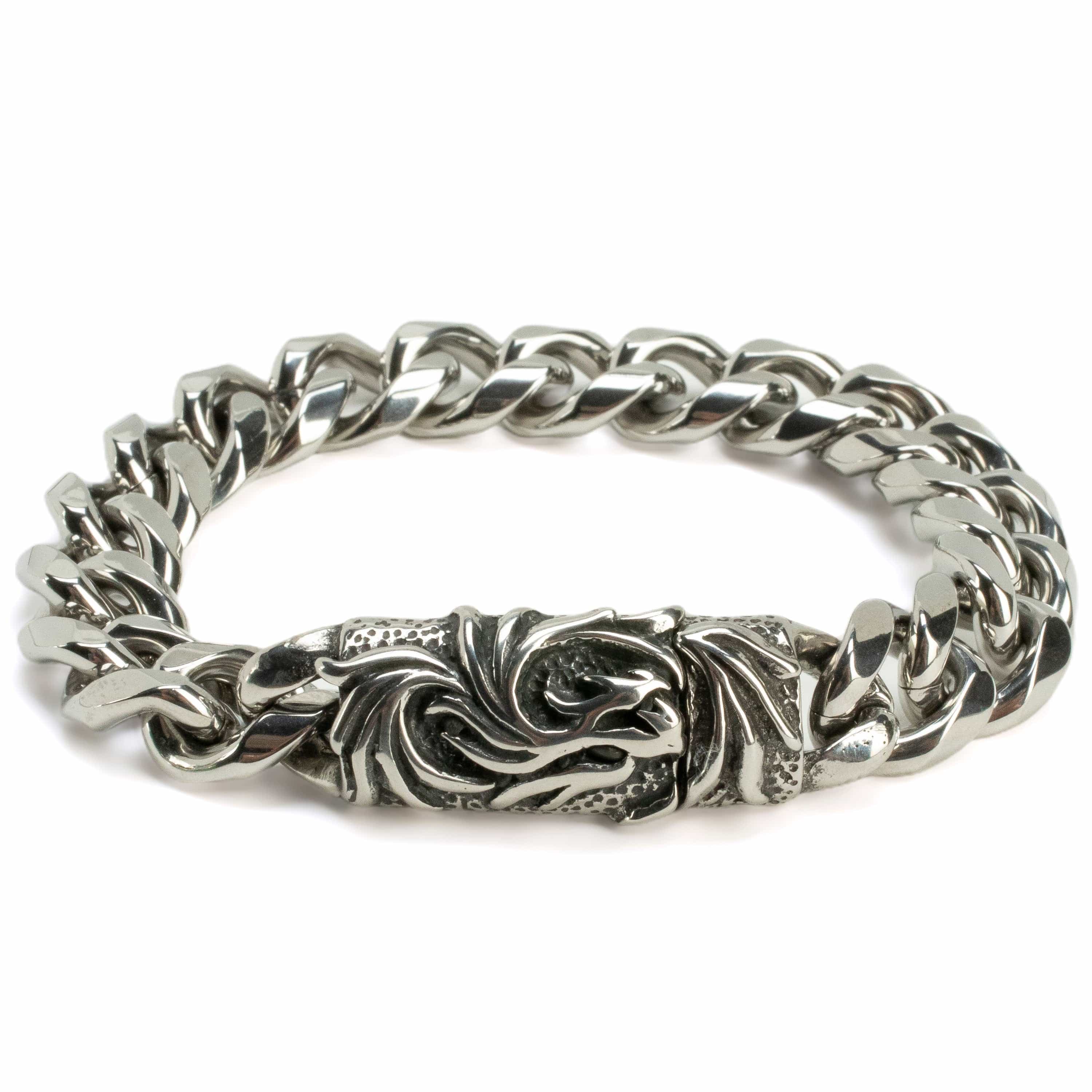 Kalifano Stainless Steel Bracelets Stainless Steel Link Bracelet PLAT-BSS-03