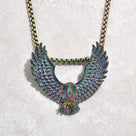 Aurora Borealis Eagle Steel Hearts Necklace