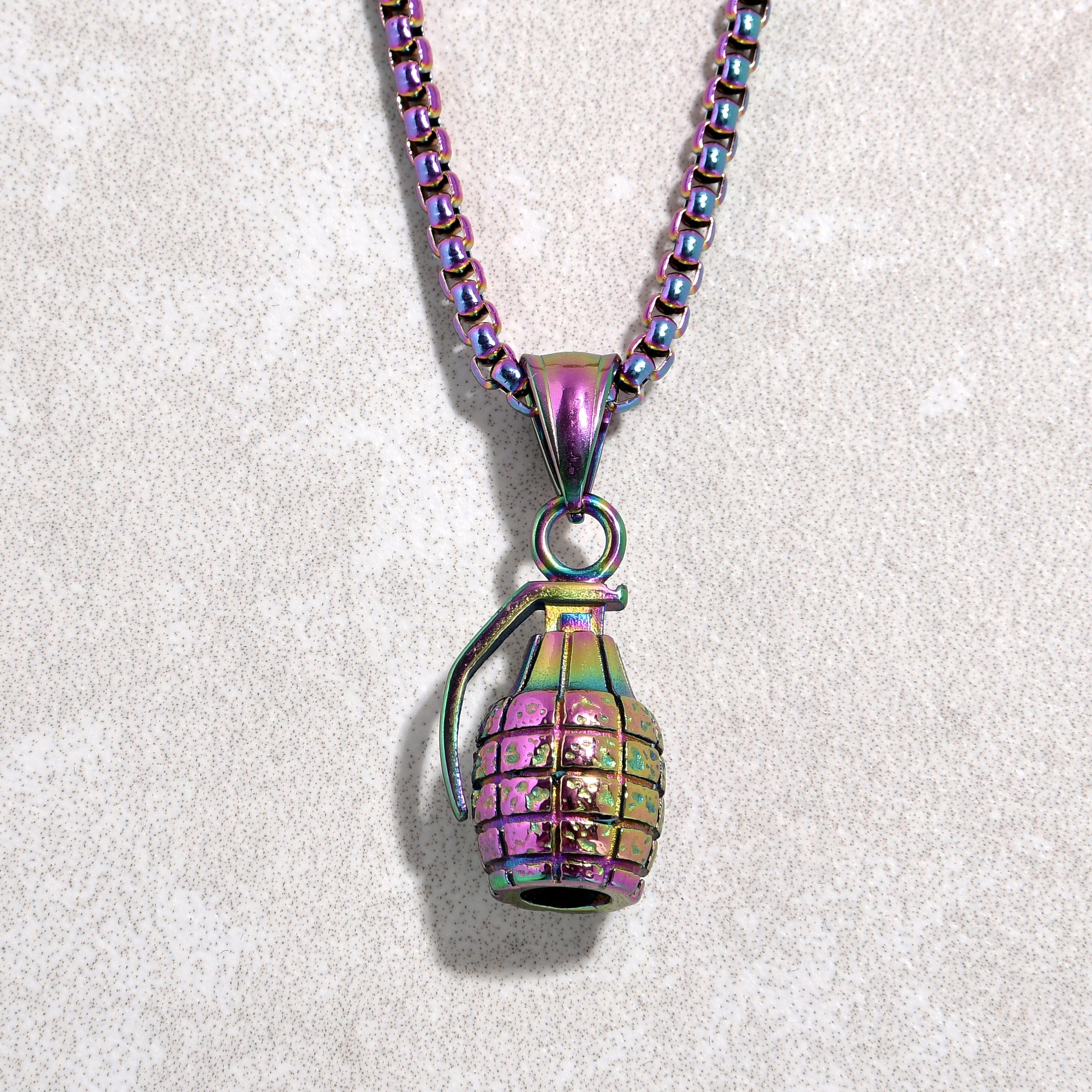 Kalifano Steel Hearts Jewelry Aurora Borealis Grenade Steel Hearts Necklace SHN501-AB