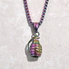 Aurora Borealis Grenade Steel Hearts Necklace