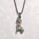 Aurora Borealis Jaguar Steel Hearts Necklace