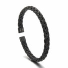 Black Basket Weave Braided Steel Hearts Bracelet