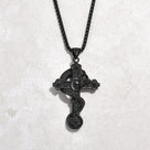 Black Dragon Cross Steel Hearts Necklace