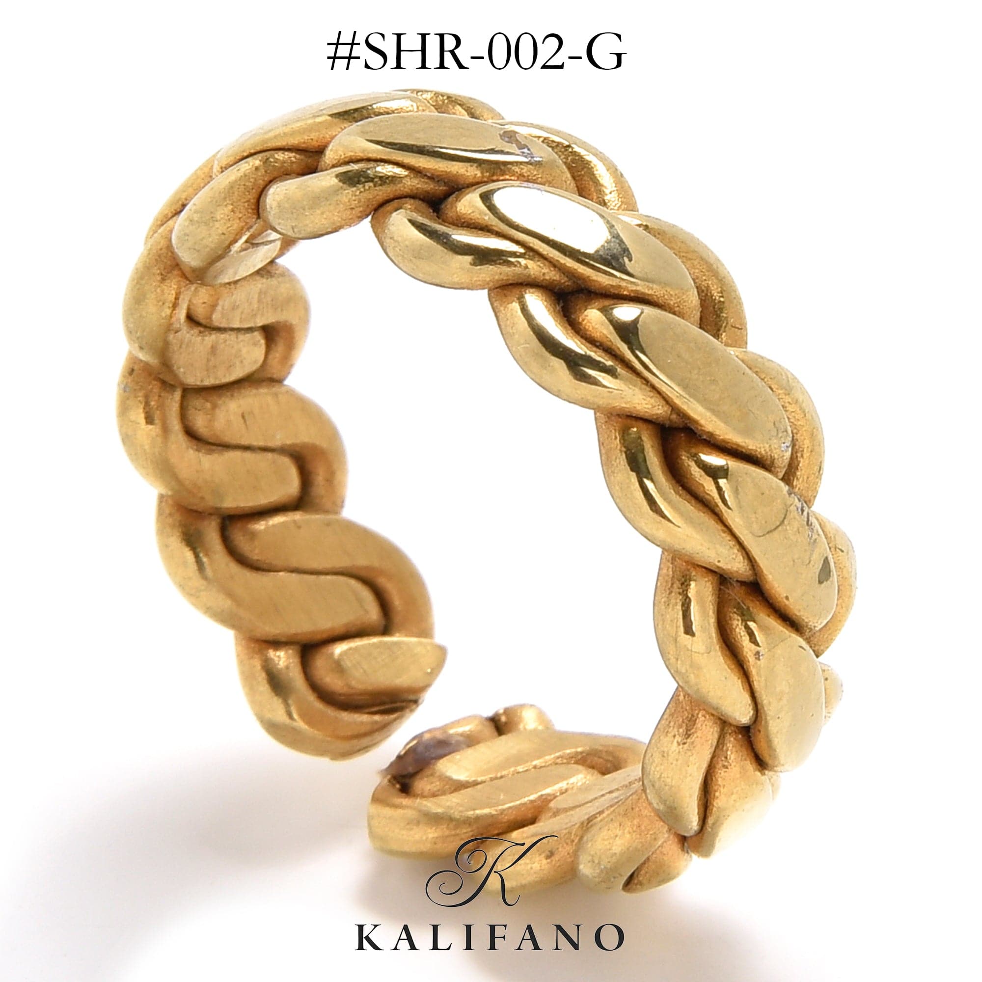 Kalifano Steel Hearts Jewelry Gold Braided Rope Steel Hearts Ring