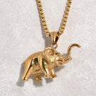 Gold Elephant Steel Hearts Necklace