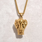 Gold Elephant Steel Hearts Necklace