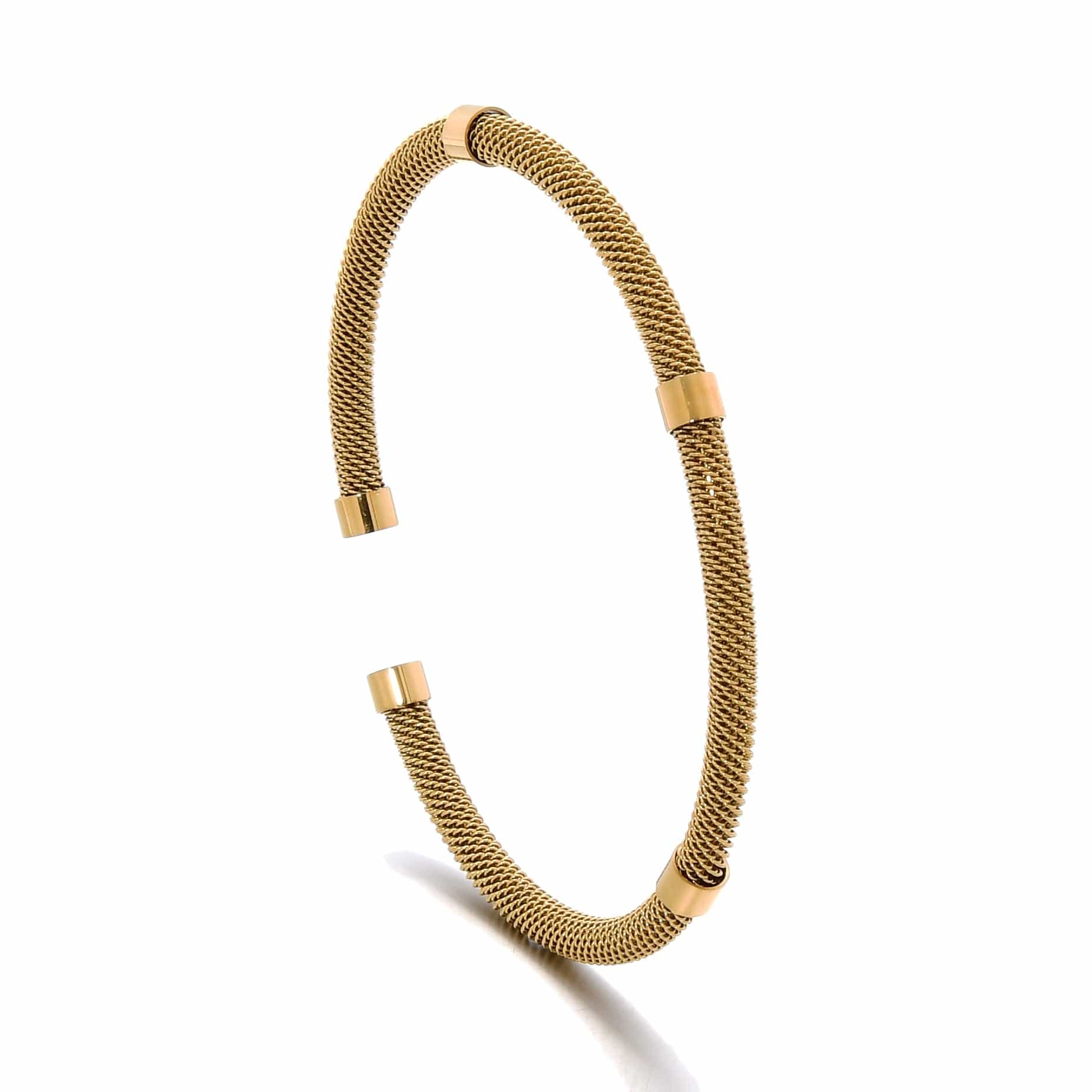 Kalifano Steel Hearts Jewelry Gold Rope Braided Steel Hearts Bracelet SHB145-G