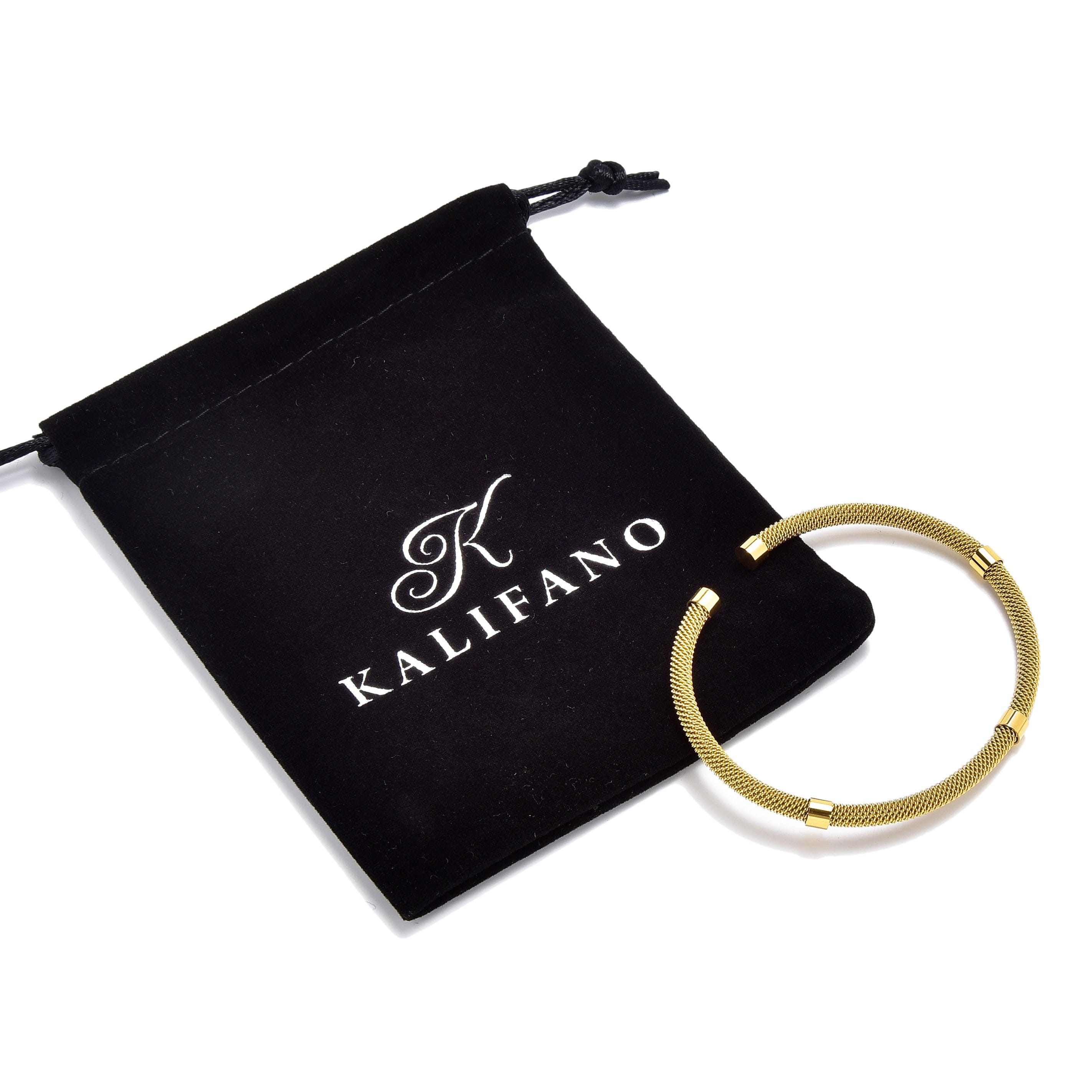 Kalifano Steel Hearts Jewelry Gold Rope Braided Steel Hearts Bracelet SHB145-G