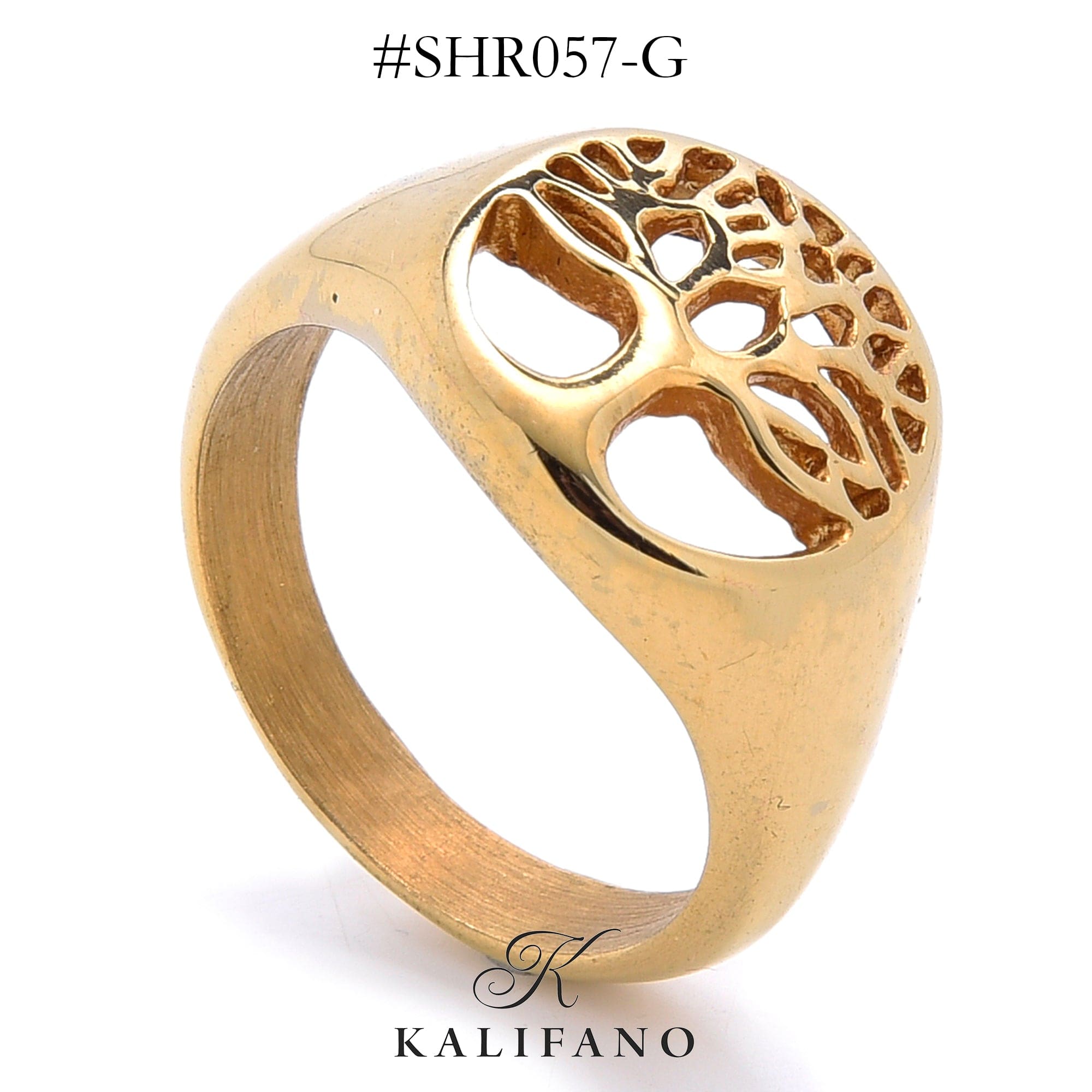 Kalifano Steel Hearts Jewelry Gold Tree of Life Steel Hearts Ring