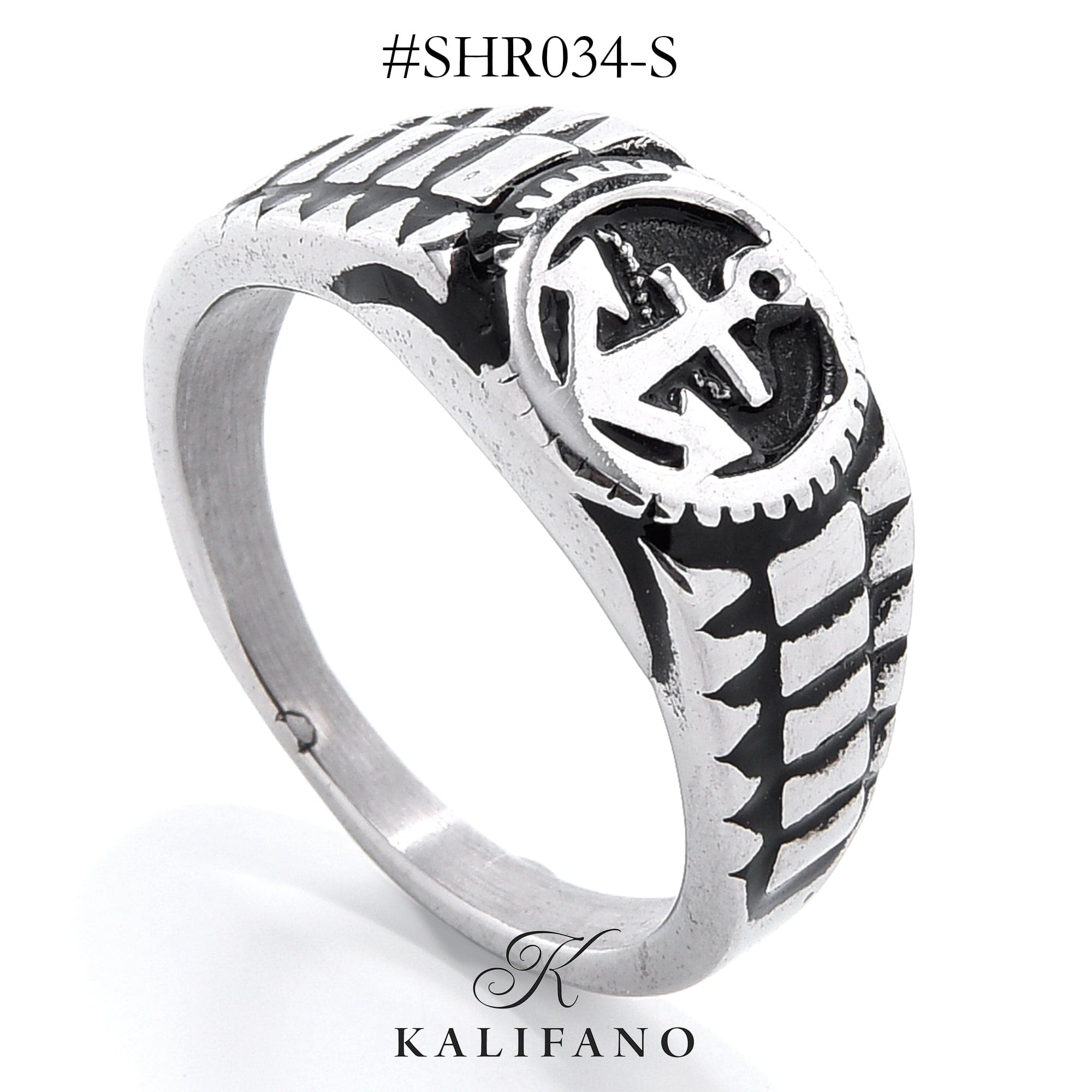 Kalifano Steel Hearts Jewelry Silver Boat Anchor Steel Hearts Ring