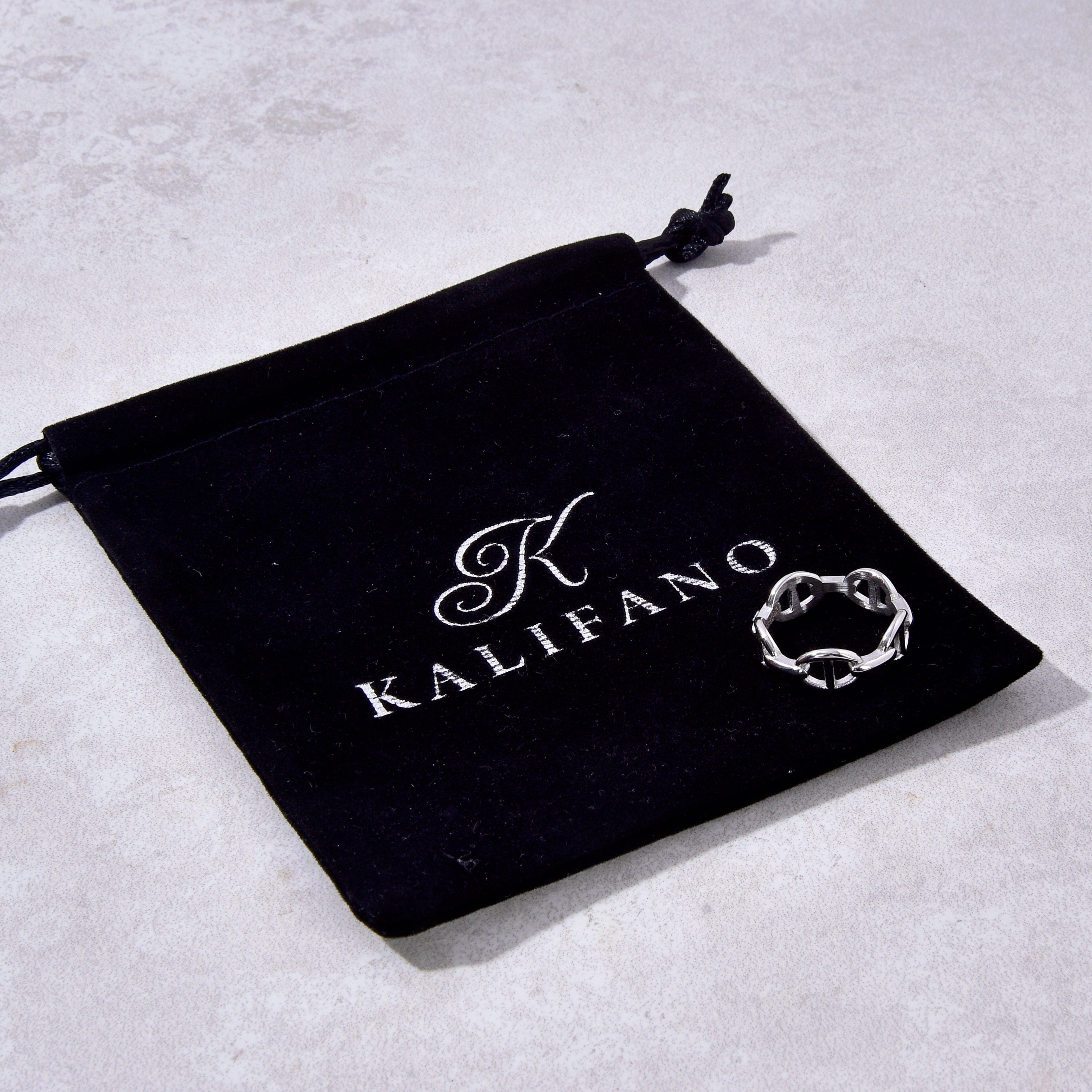 Kalifano Steel Hearts Jewelry Silver Chain Link Steel Hearts Ring