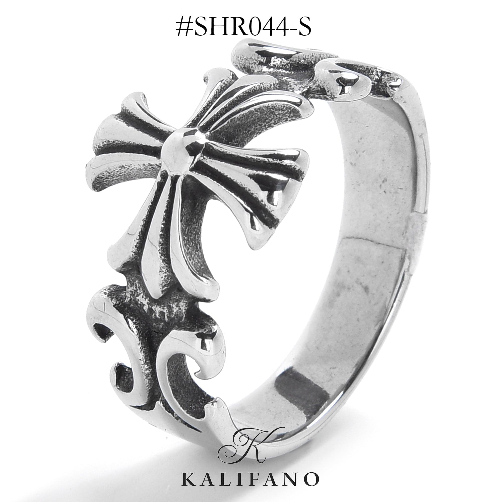 Kalifano Steel Hearts Jewelry Silver Cross Steel Hearts Ring