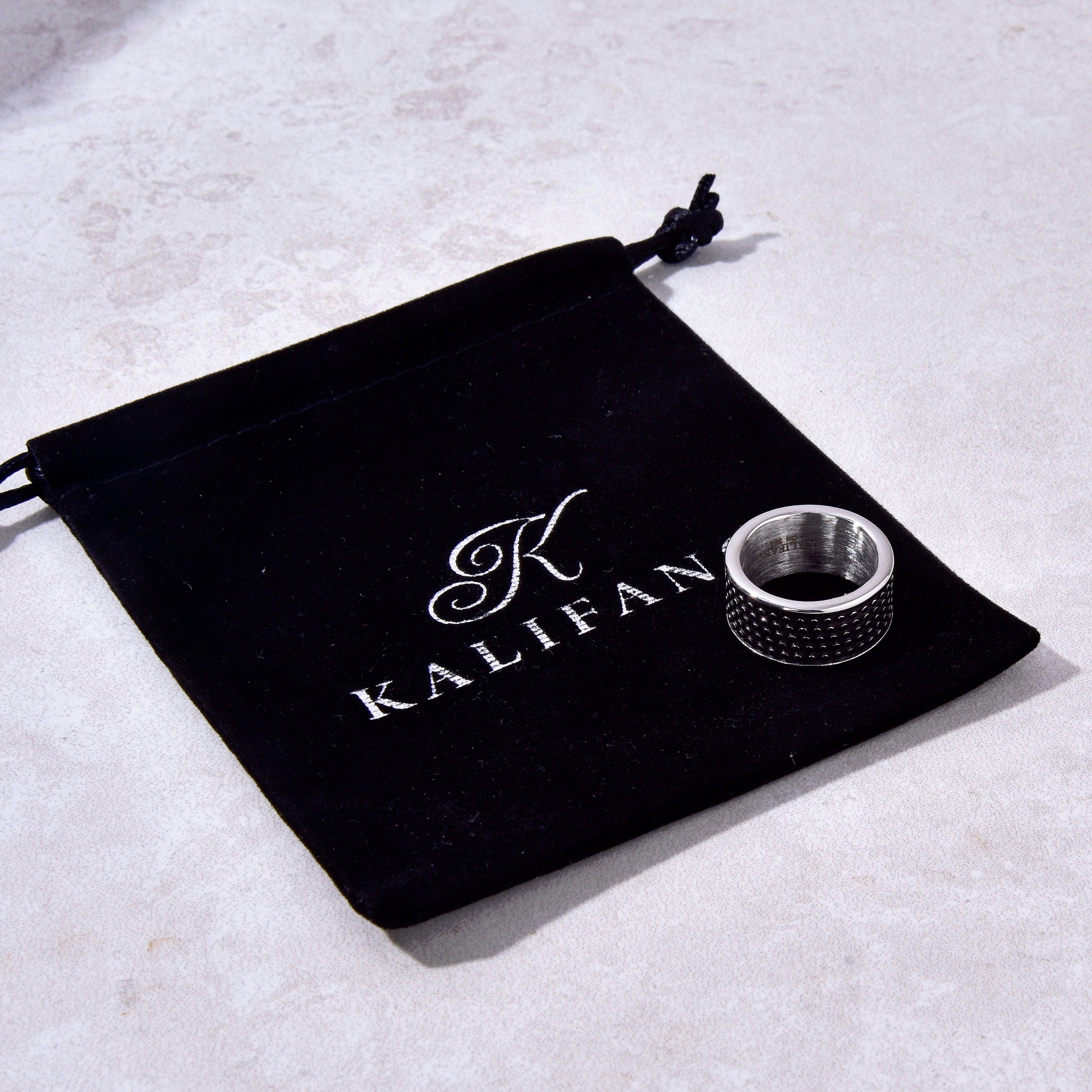 Kalifano Steel Hearts Jewelry Silver Dotted Steel Hearts Ring