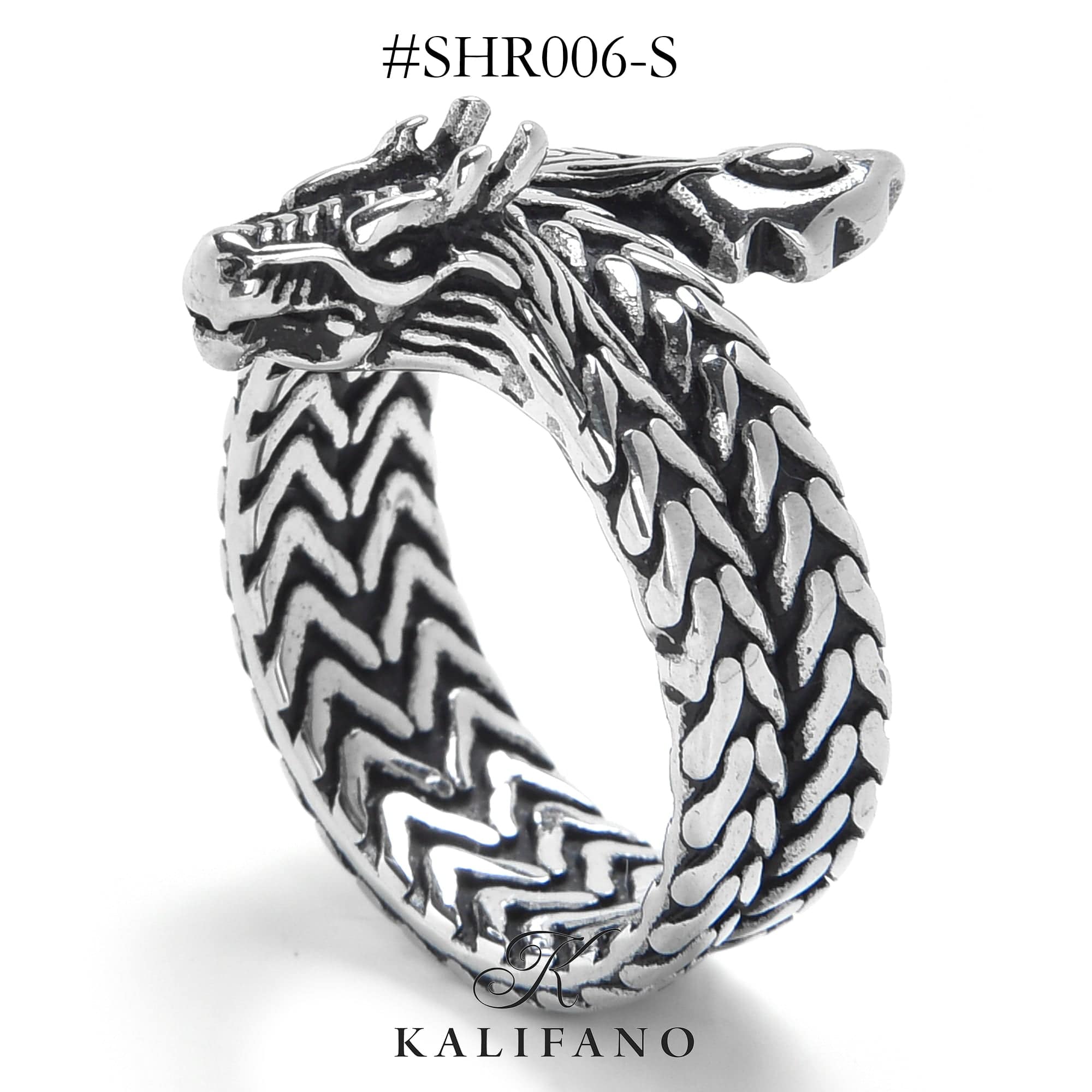 Kalifano Steel Hearts Jewelry Silver Dragon Steel Hearts Ring