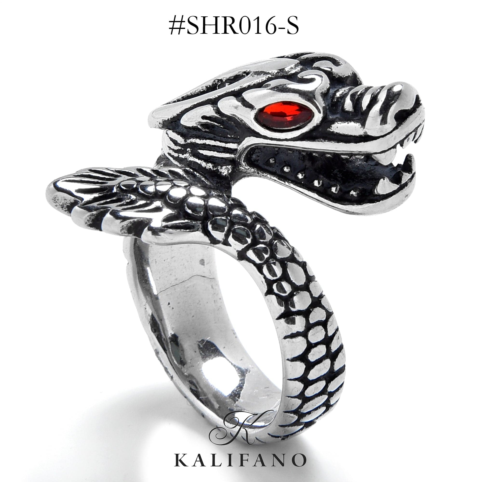 Kalifano Steel Hearts Jewelry Silver Dragon Steel Hearts Ring