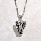 Silver Elephant Steel Hearts Necklace