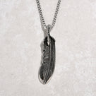 Silver Feather Steel Hearts Necklace