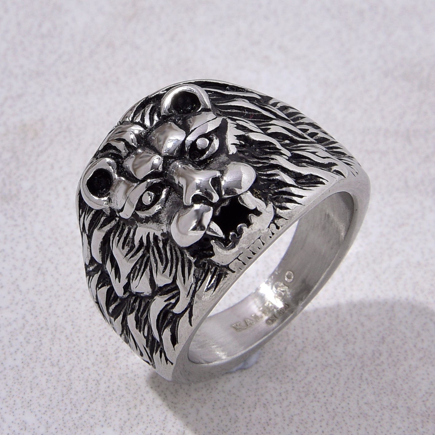 Kalifano Steel Hearts Jewelry Silver Lion Steel Hearts Ring