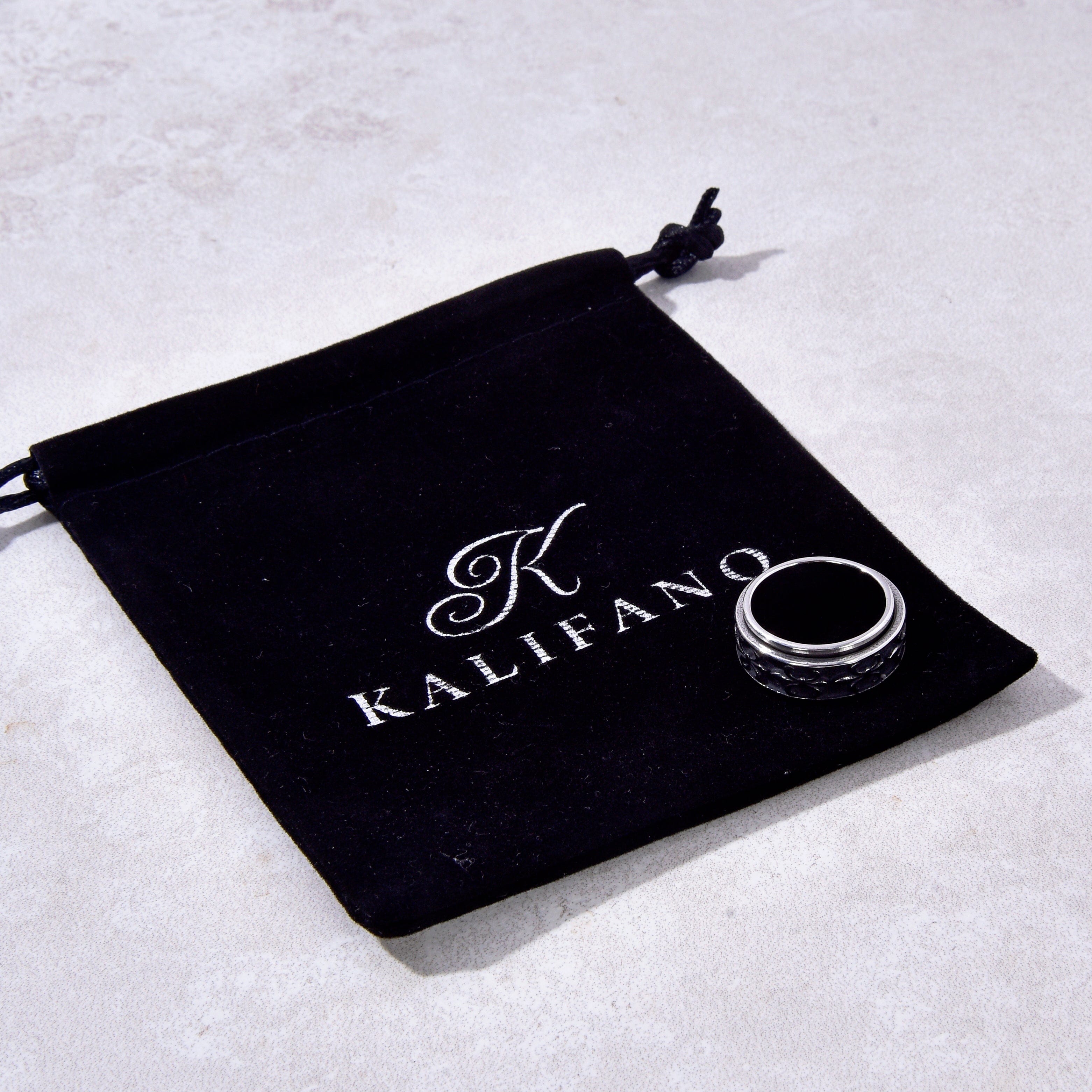 Kalifano Steel Hearts Jewelry Silver Rotatable Punk Steel Hearts Ring