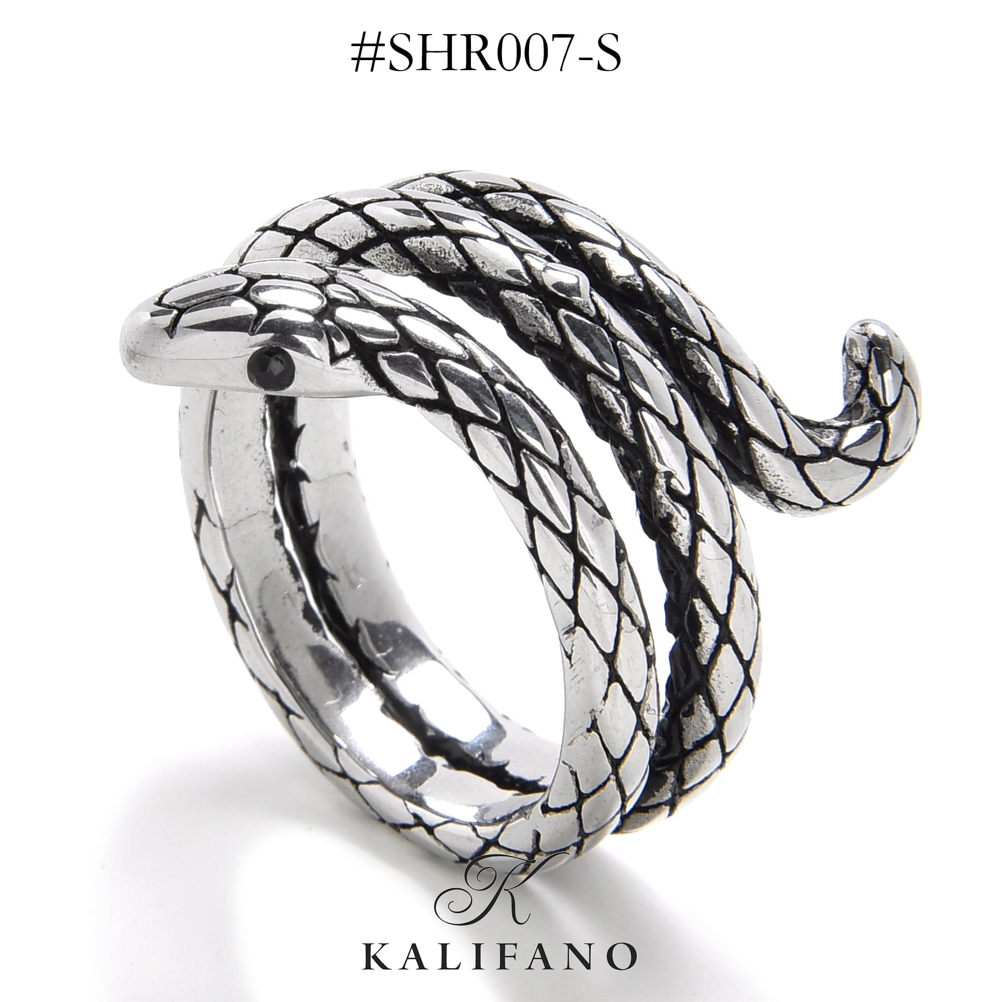 Kalifano Steel Hearts Jewelry Silver Snake Steel Hearts Ring