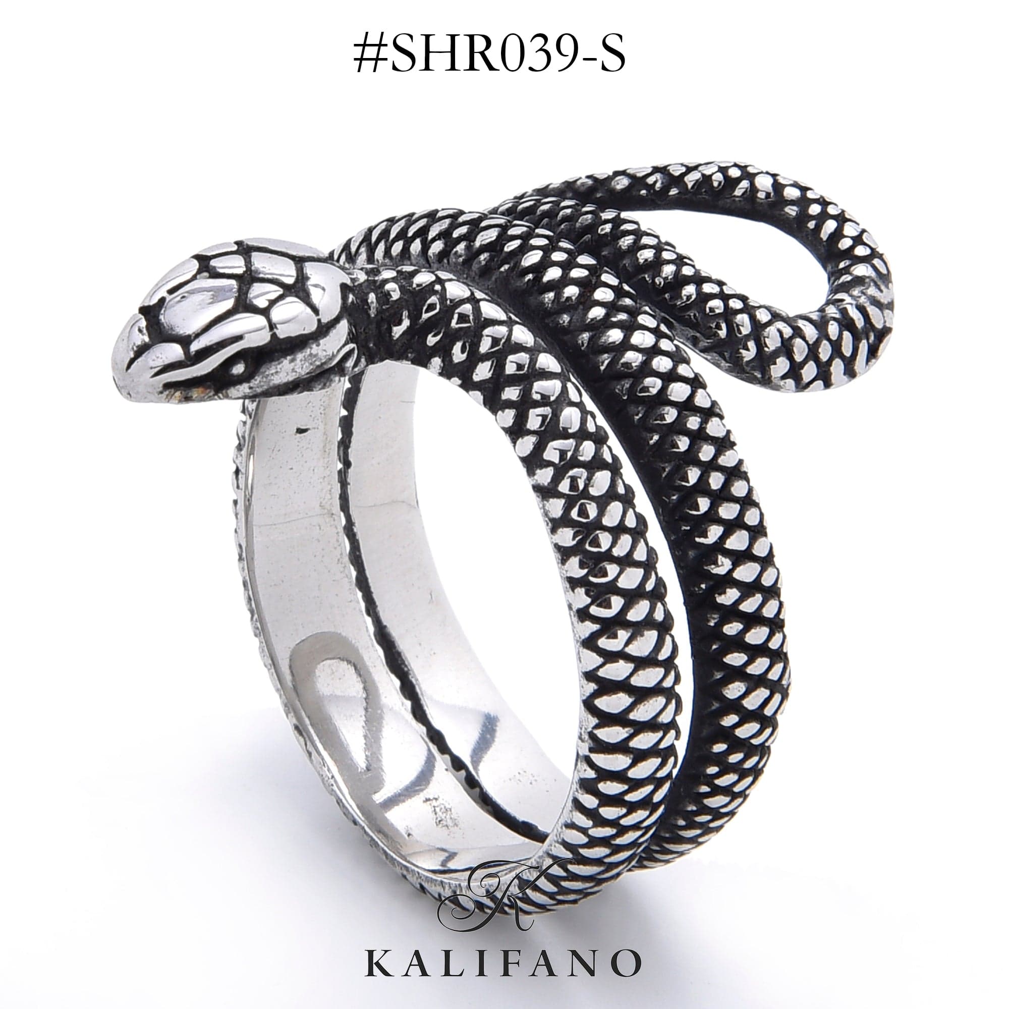 Kalifano Steel Hearts Jewelry Silver Snake Steel Hearts Ring