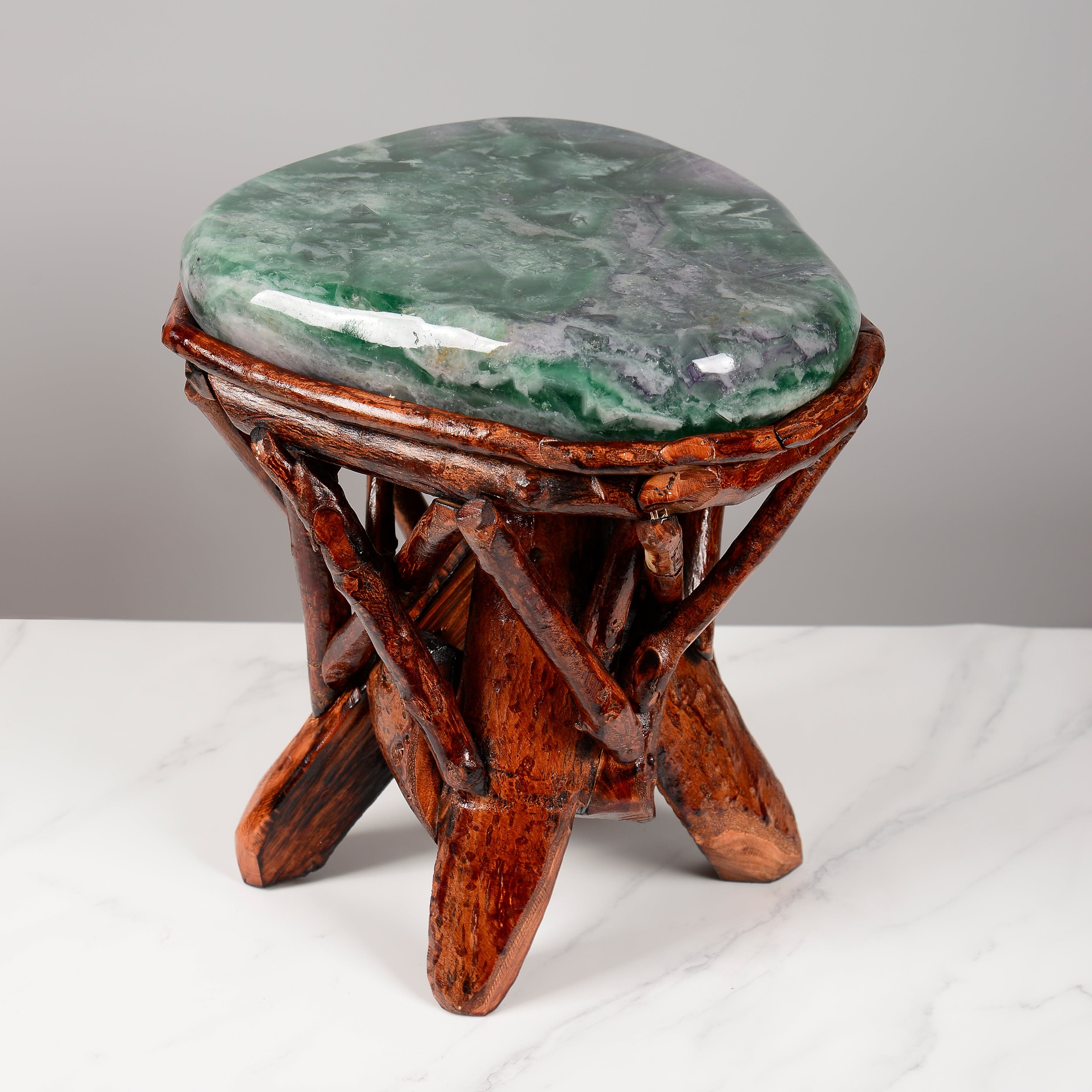 KALIFANO Table Green & Purple Fluorite Side Table 14" FLC4400.002