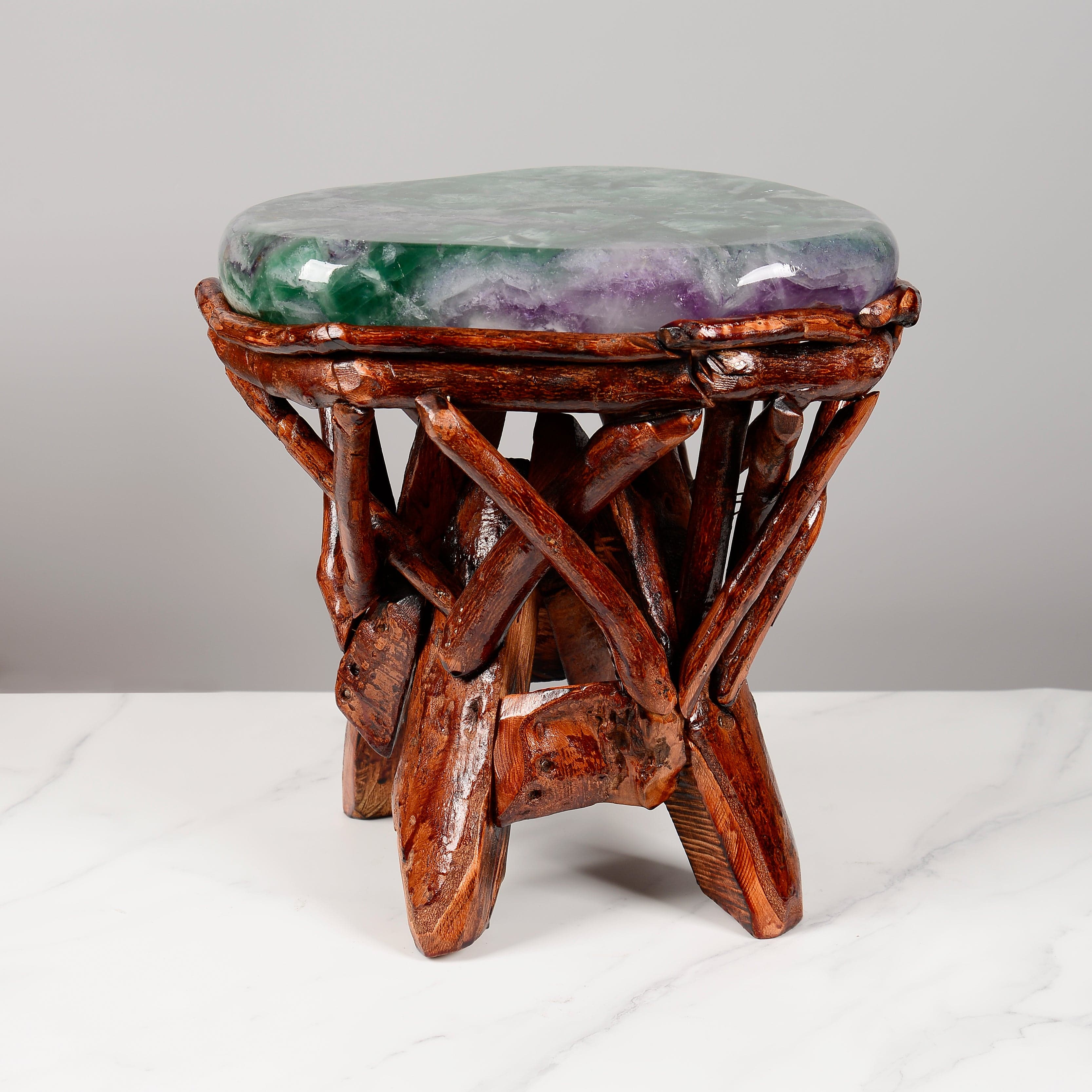 KALIFANO Table Green & Purple Fluorite Side Table 14" FLC4400.002