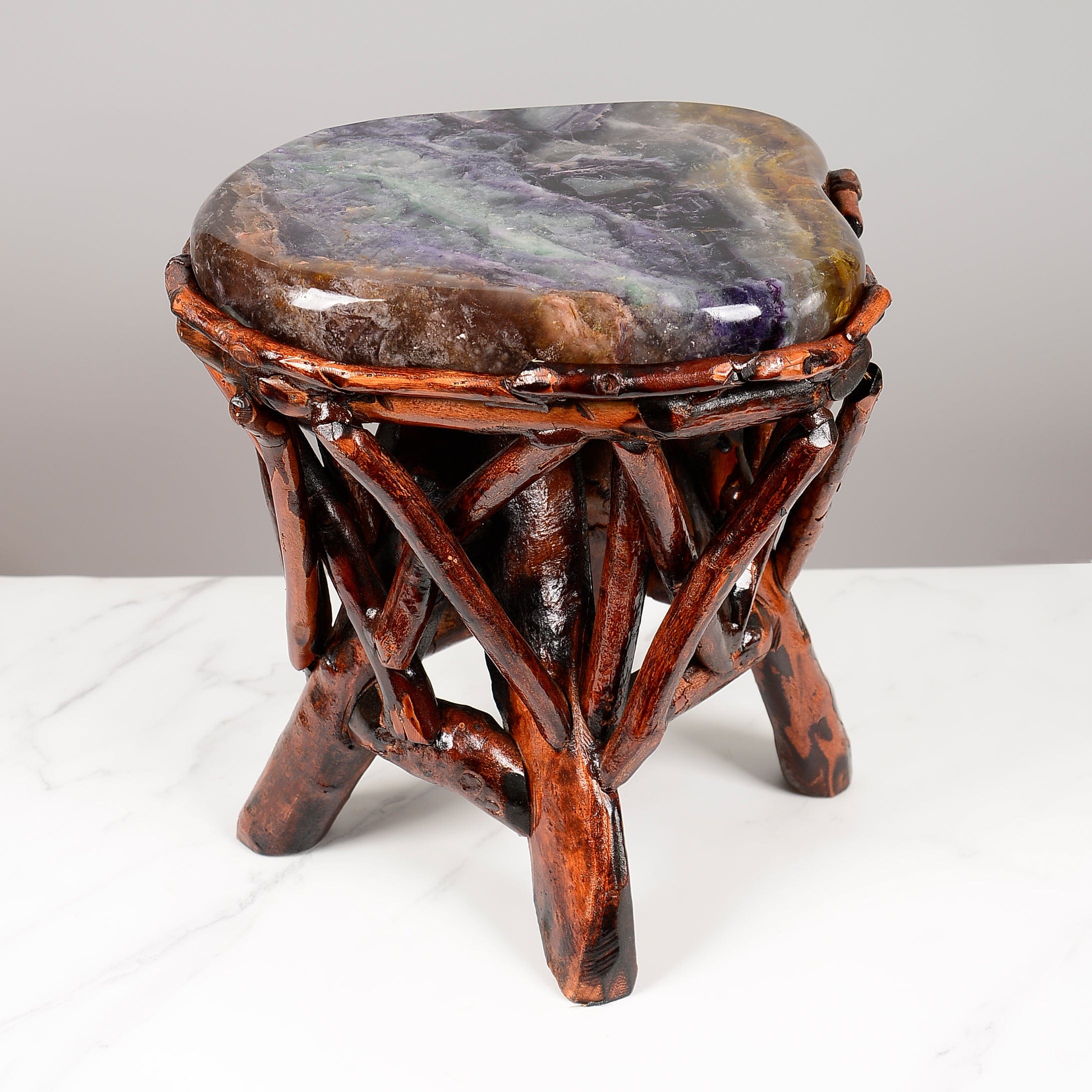 KALIFANO Table Purple Fluorite Side Table 12" FLC4000.005