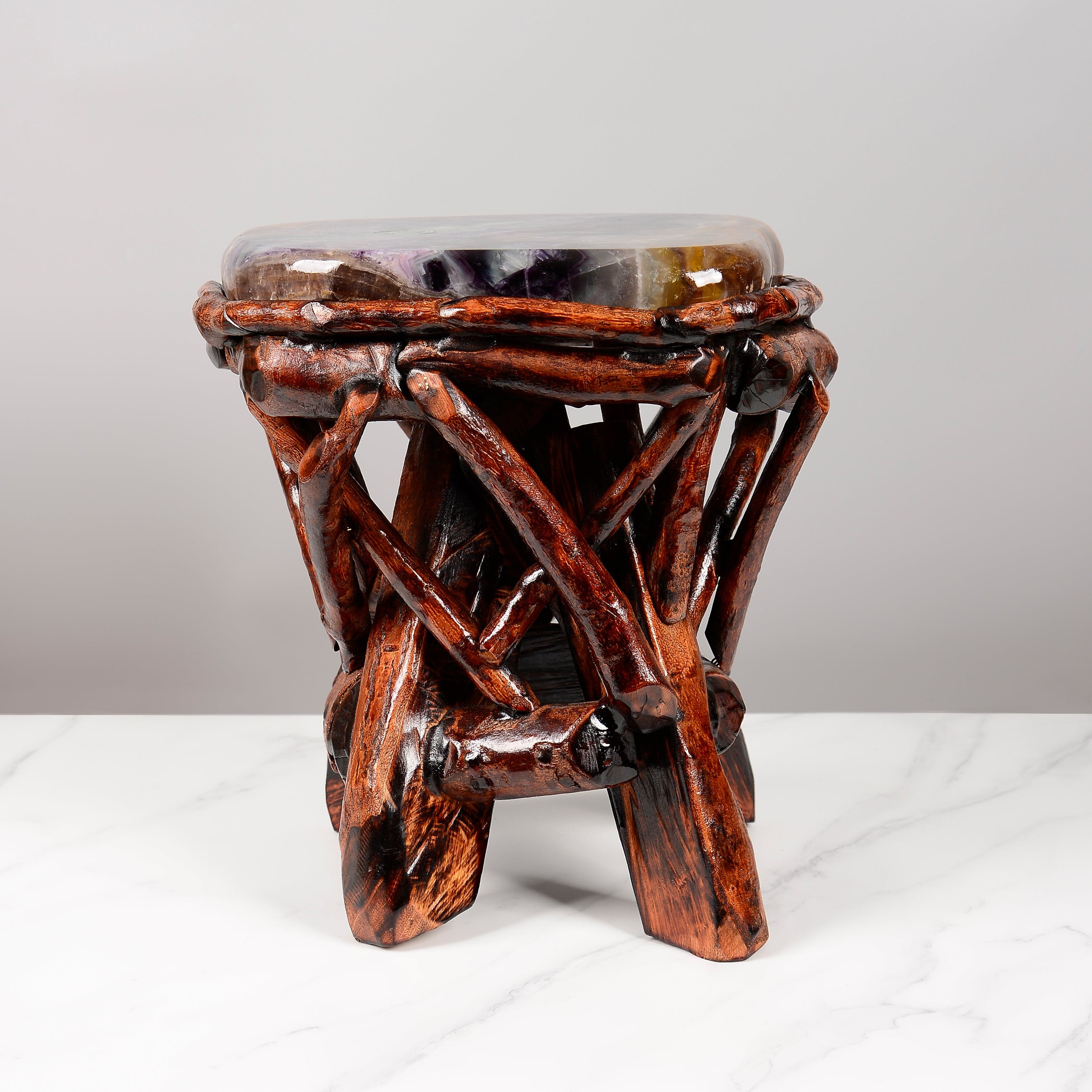 KALIFANO Table Purple Fluorite Side Table 17" FLC4200.005