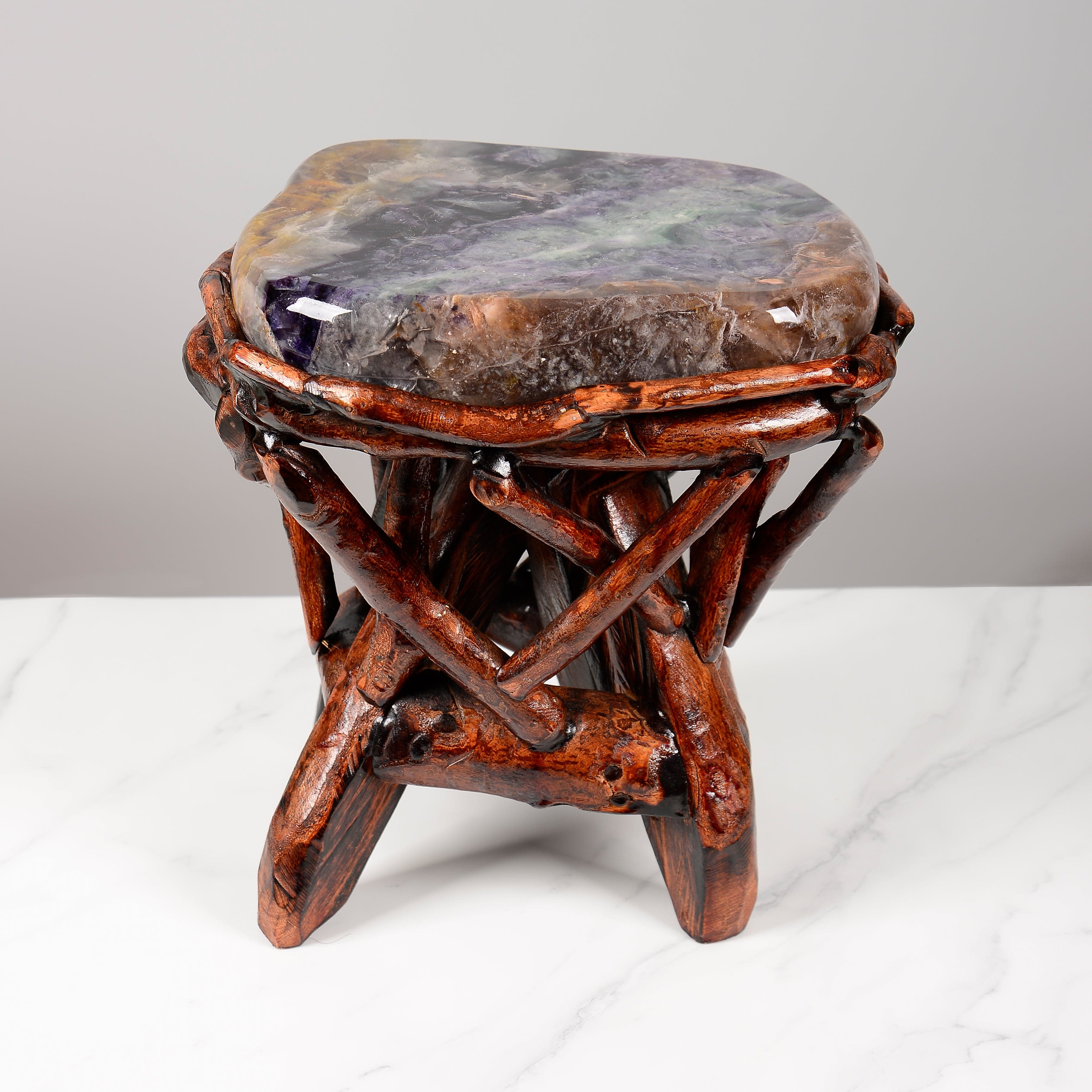 KALIFANO Table Purple Fluorite Side Table 17" FLC4200.005