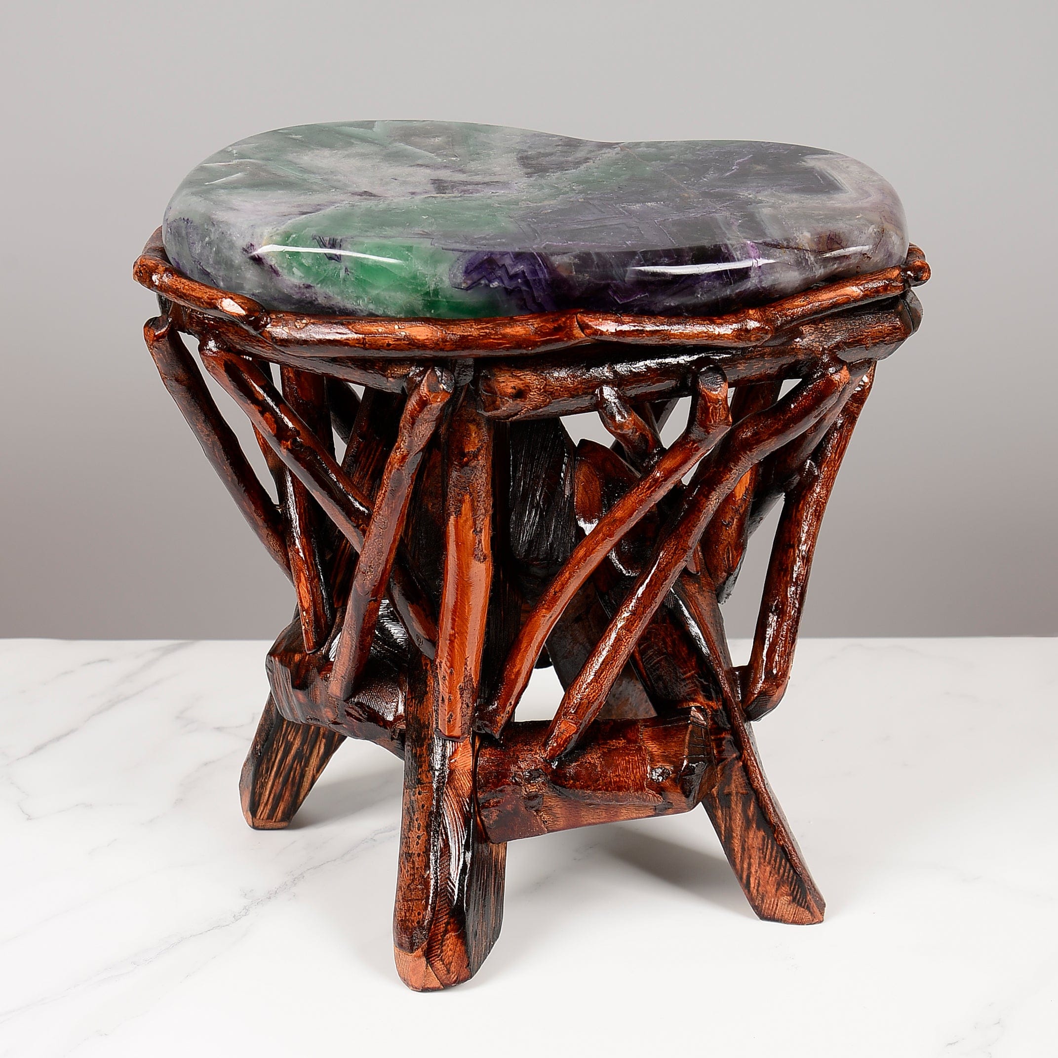 KALIFANO Table Purple & Green Fluorite Side Table 14" FLC4000.004