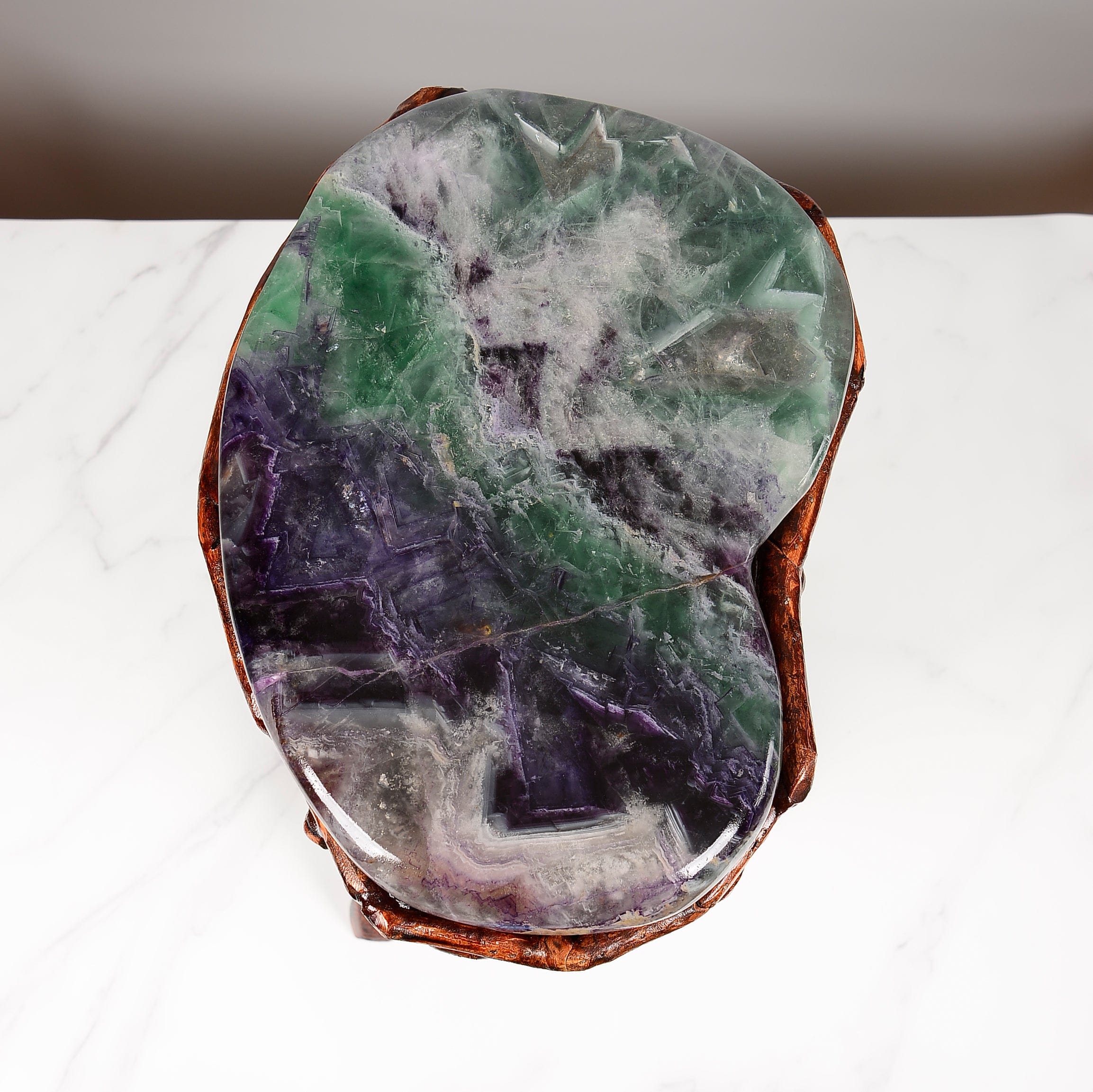 KALIFANO Table Purple & Green Fluorite Side Table 14" FLC4000.004