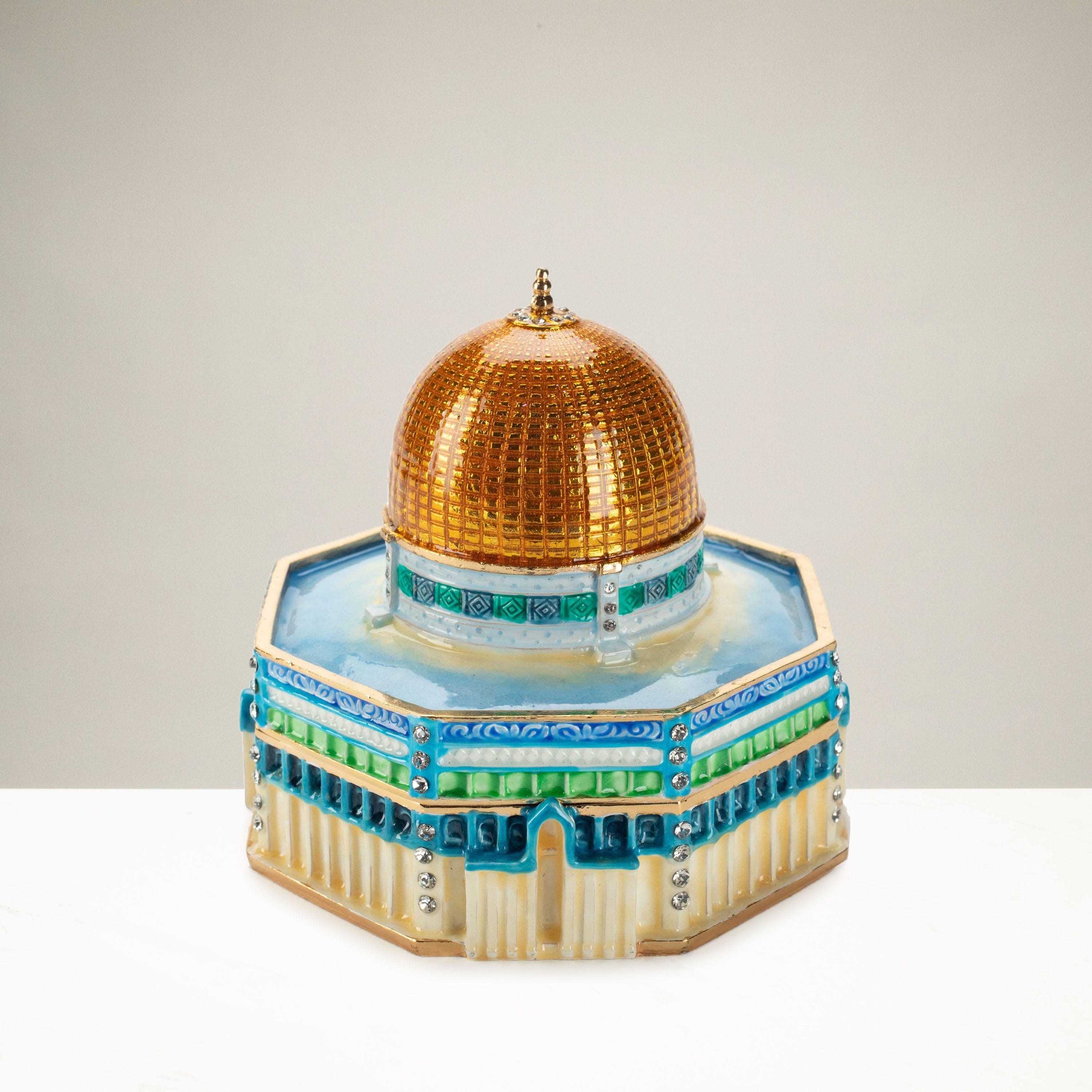 Kalifano Vanity Figurine Dome of the Rock Figurine Keepsake Box made with Crystals SVA-101