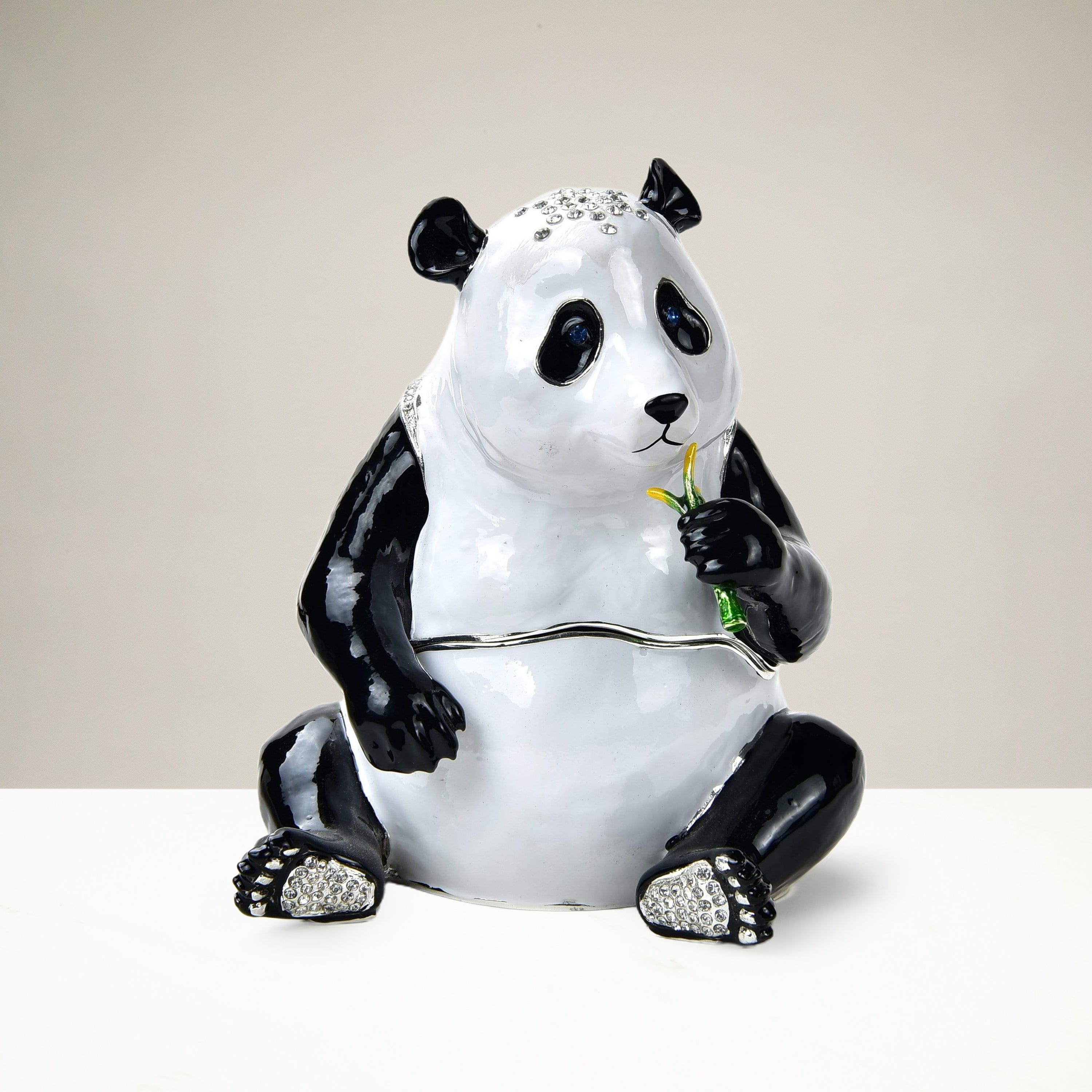 Kalifano Vanity Figurine Panda Figurine Keepsake Box made with Crystals SVA-097