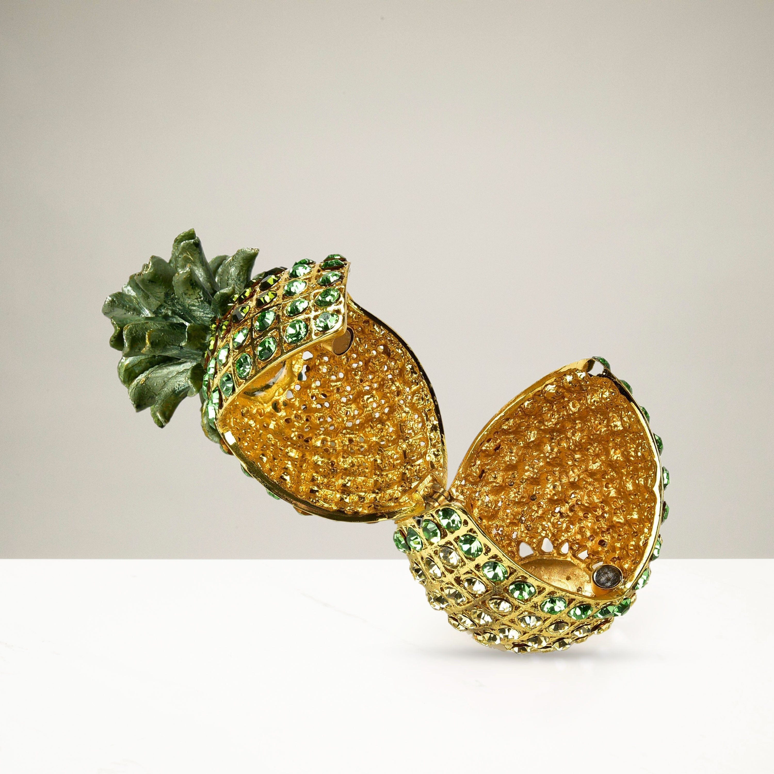 Kalifano Vanity Figurine Pineapple Figurine Keepsake Box made with Crystals SVA-065