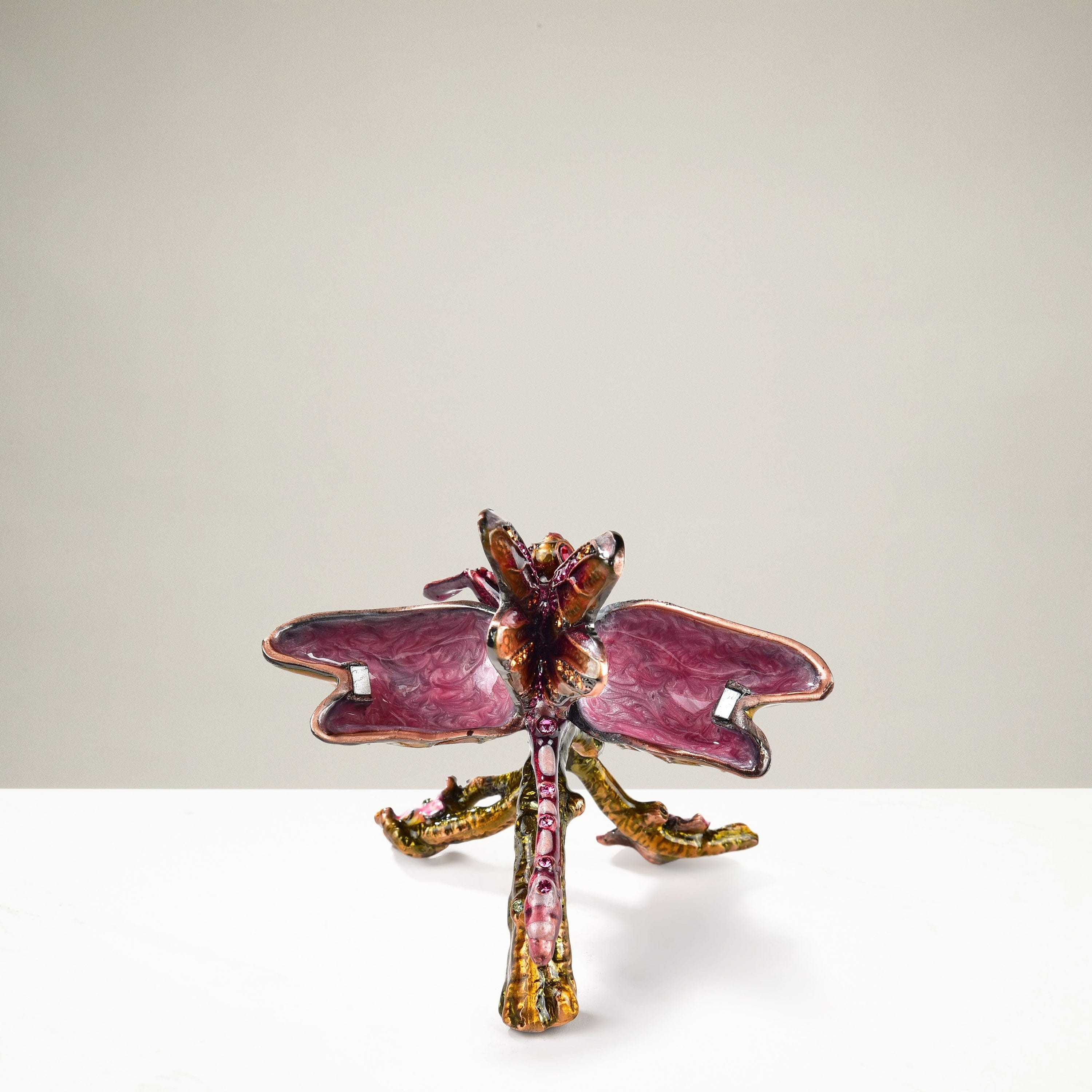 Kalifano Vanity Figurine Pink & Purple Dragonfly Crystal Figurine Keepsake Box SVA-024