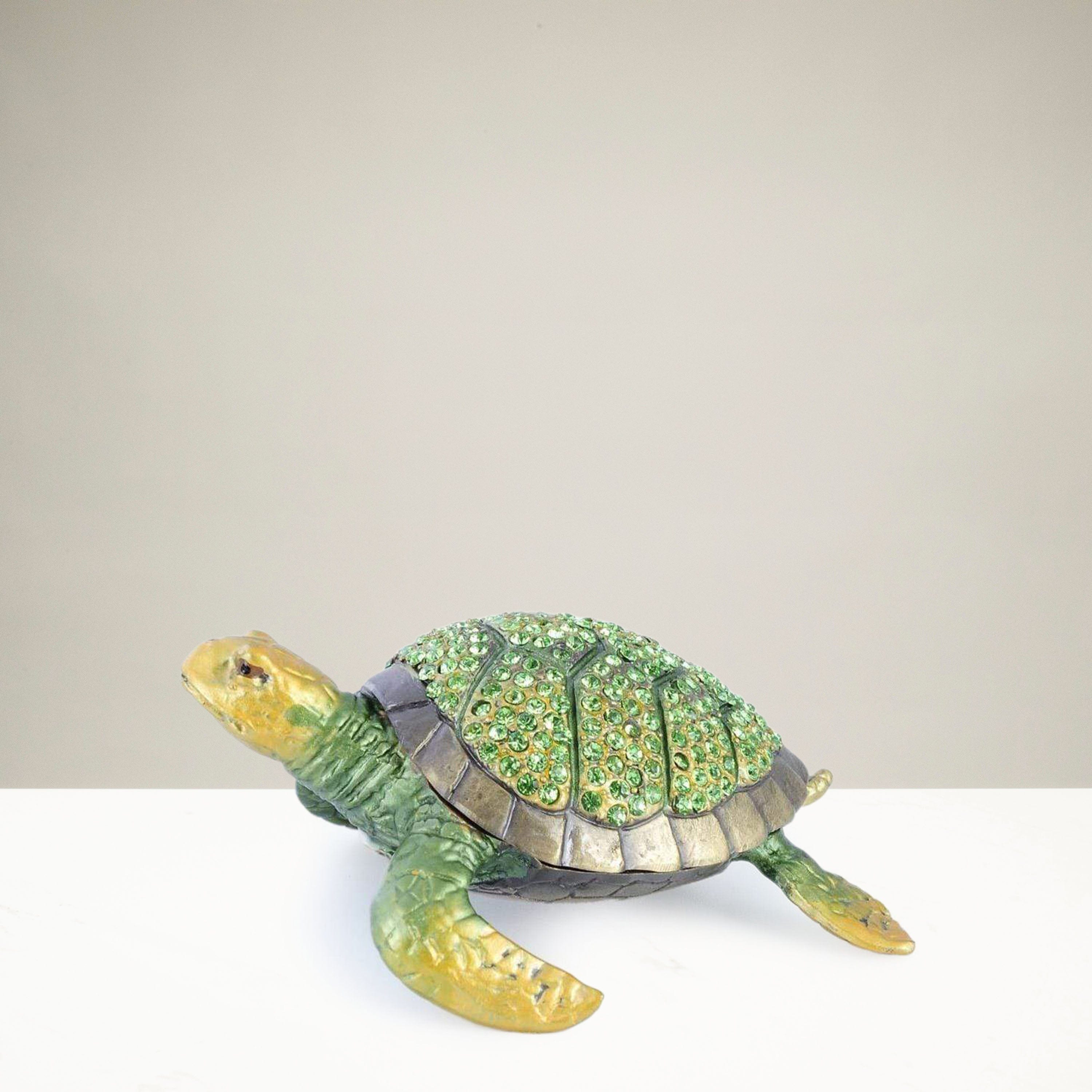 Kalifano Vanity Figurine Sea Turtle Figurine Keepsake made with Crystals SVA-059